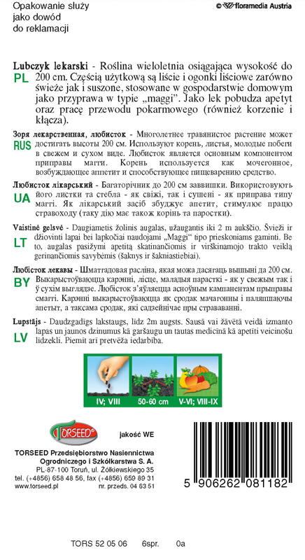 Lubczyk lekarski Levisticum officinale 0,2g