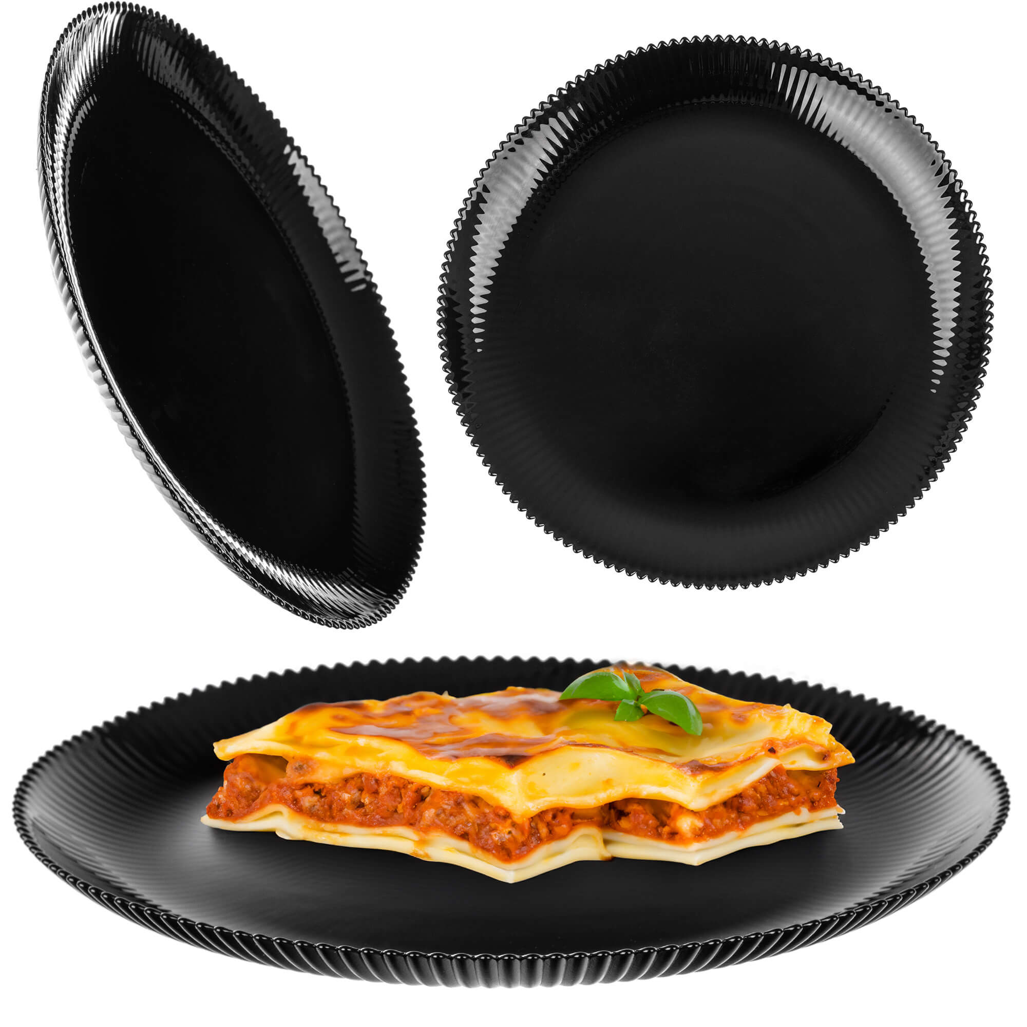 Zestaw obiadowy Regno salaterka 20 cm + talerz deserowy + talerz płytki czarny 1 kpl.