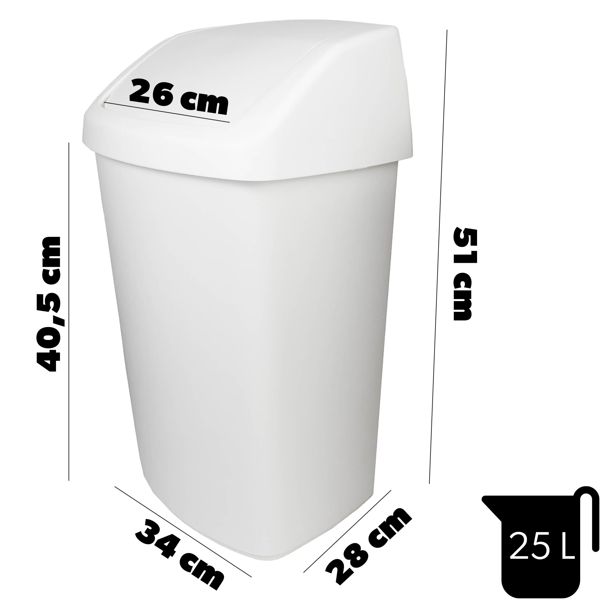 Kosz na śmieci Curver Swing Top biały 25L