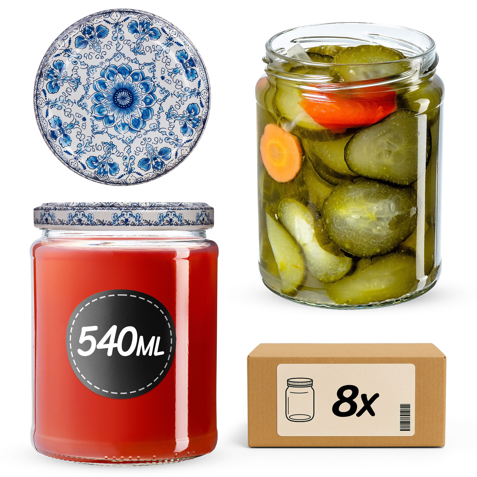 Słoiki na przetwory Maki 540ml fi 82 mm 8szt + wieczko Ceramics 2