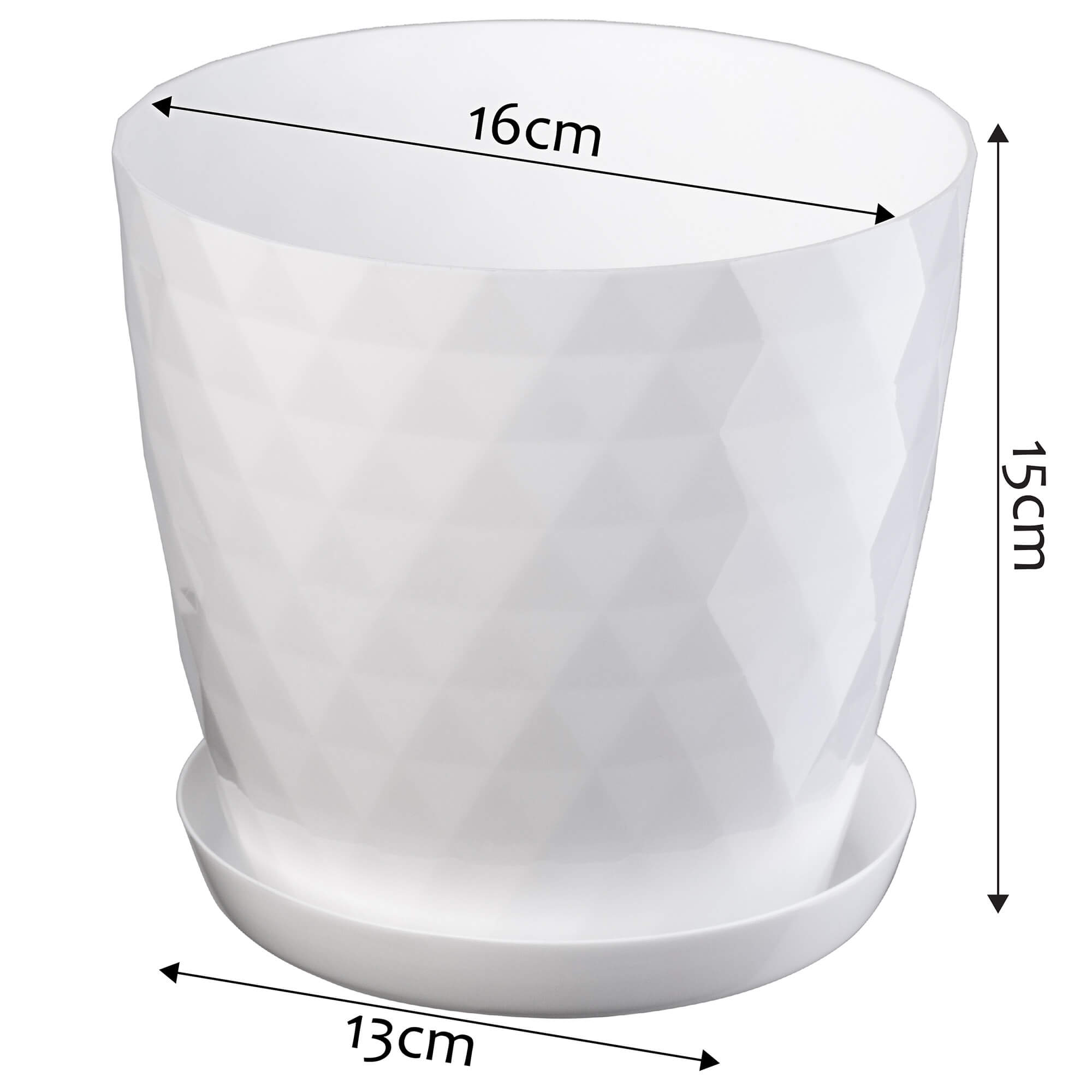 Doniczka na kwiaty z podstawką 16 cm, biała