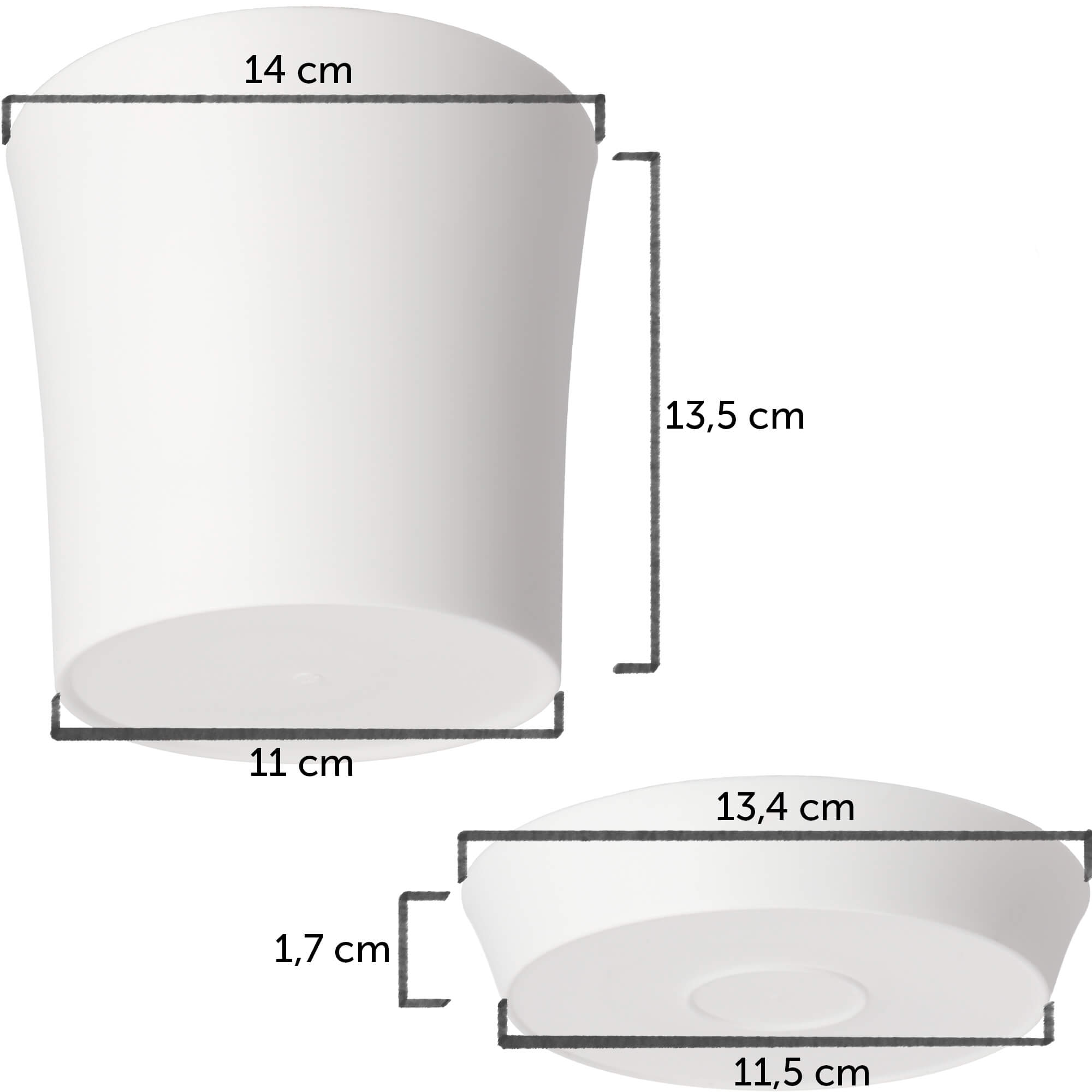 Doniczka na kwiaty Ersa 14 cm, biała