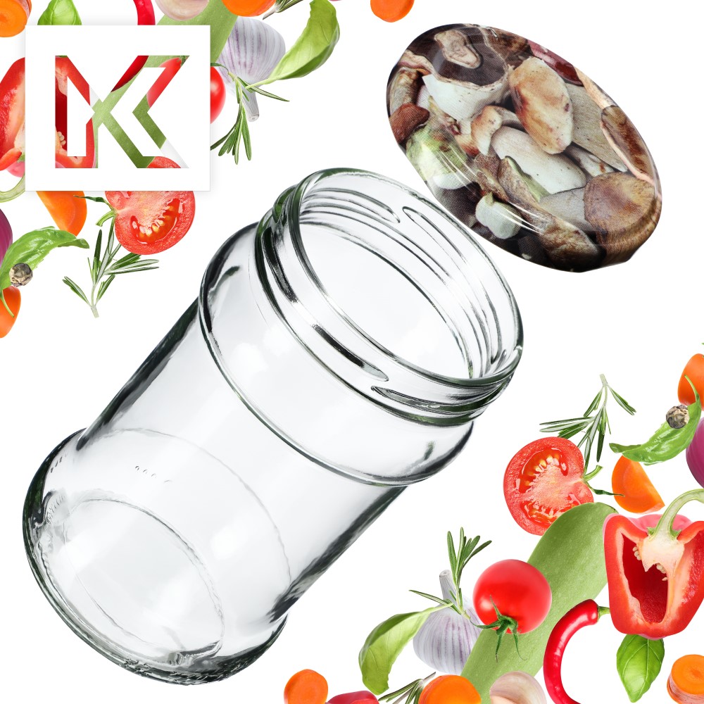 Słoiki na przetwory Seno 315ml 100szt fi 66 mm + wieczka "Grzyby"