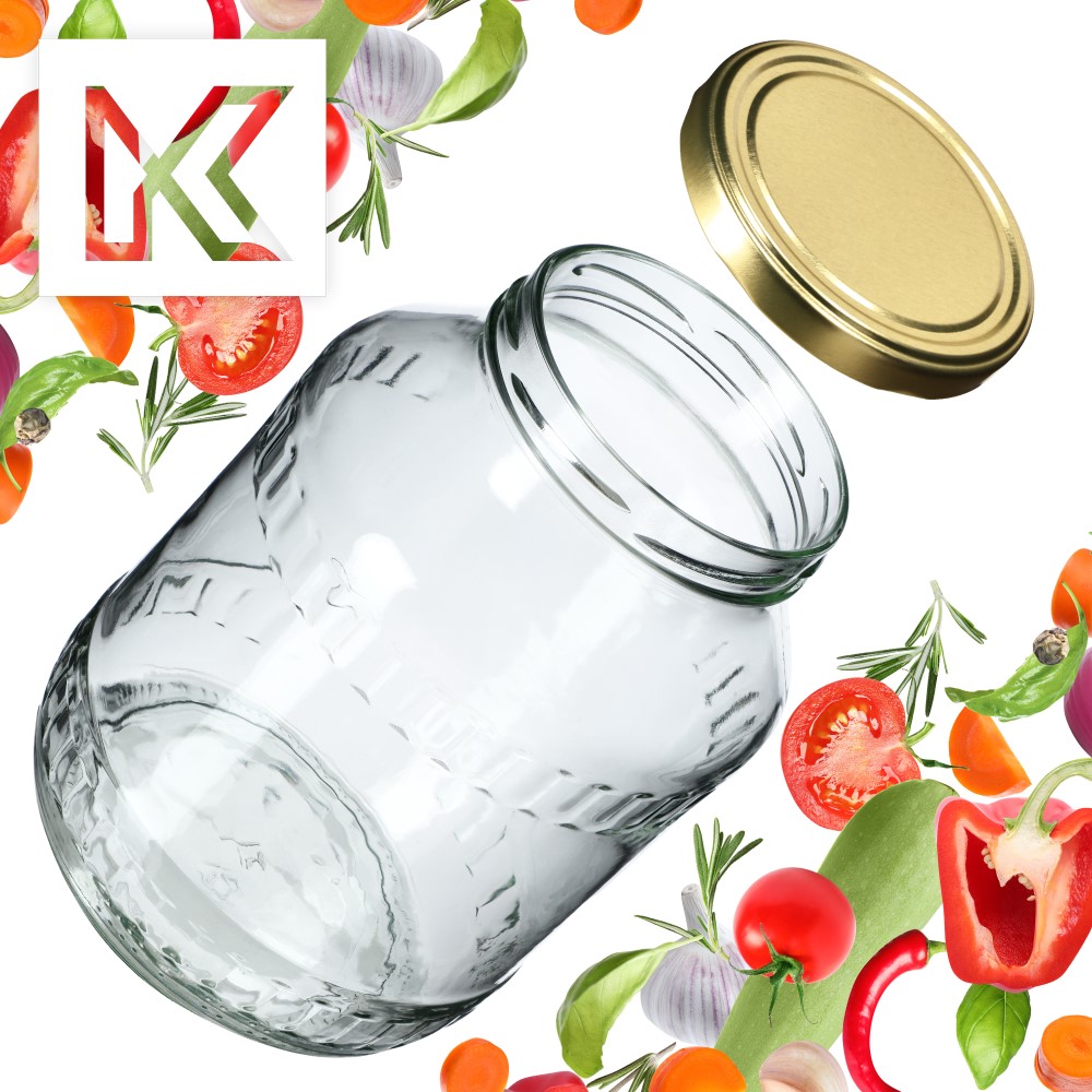 Szklany słój Albi 2,5L 100 mm + wieczko złote 8szt