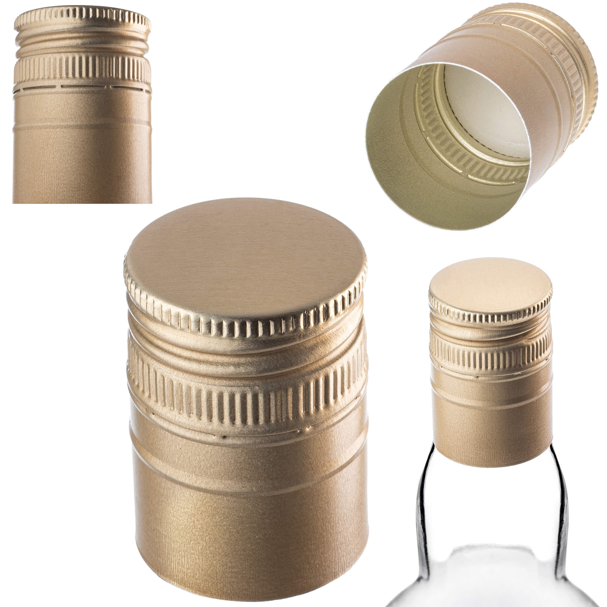 Aluminiowa zakrętka do butelek Annot fi 30mm długa złota 50 szt.