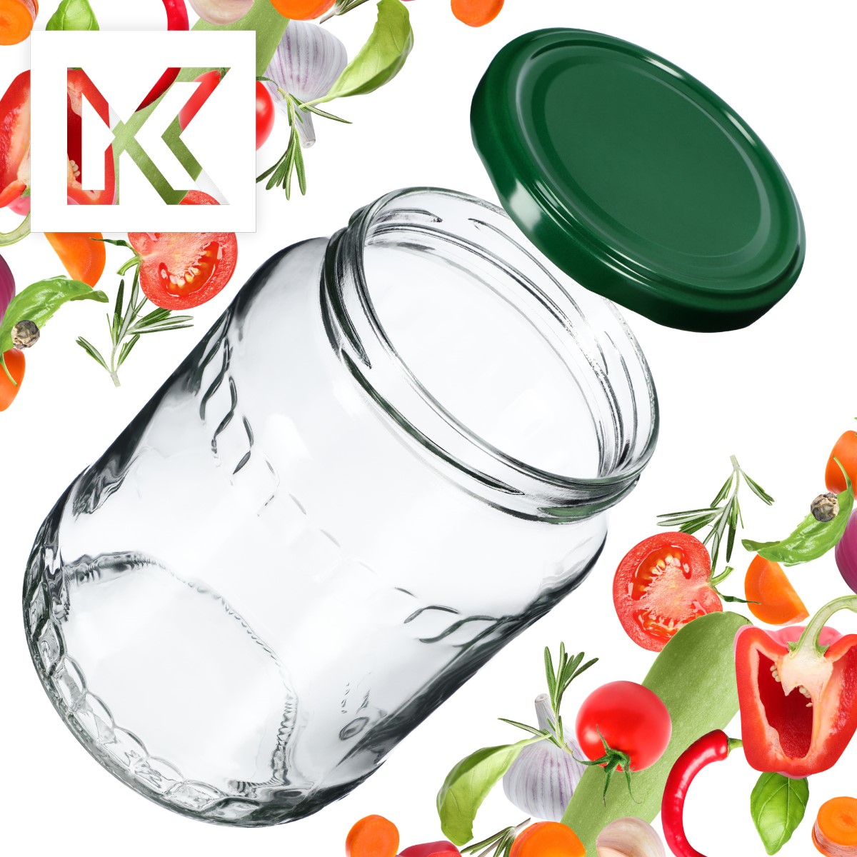 Słoiki na przetwory Jukka 720ml 48szt fi 82 mm + wieczka zielone