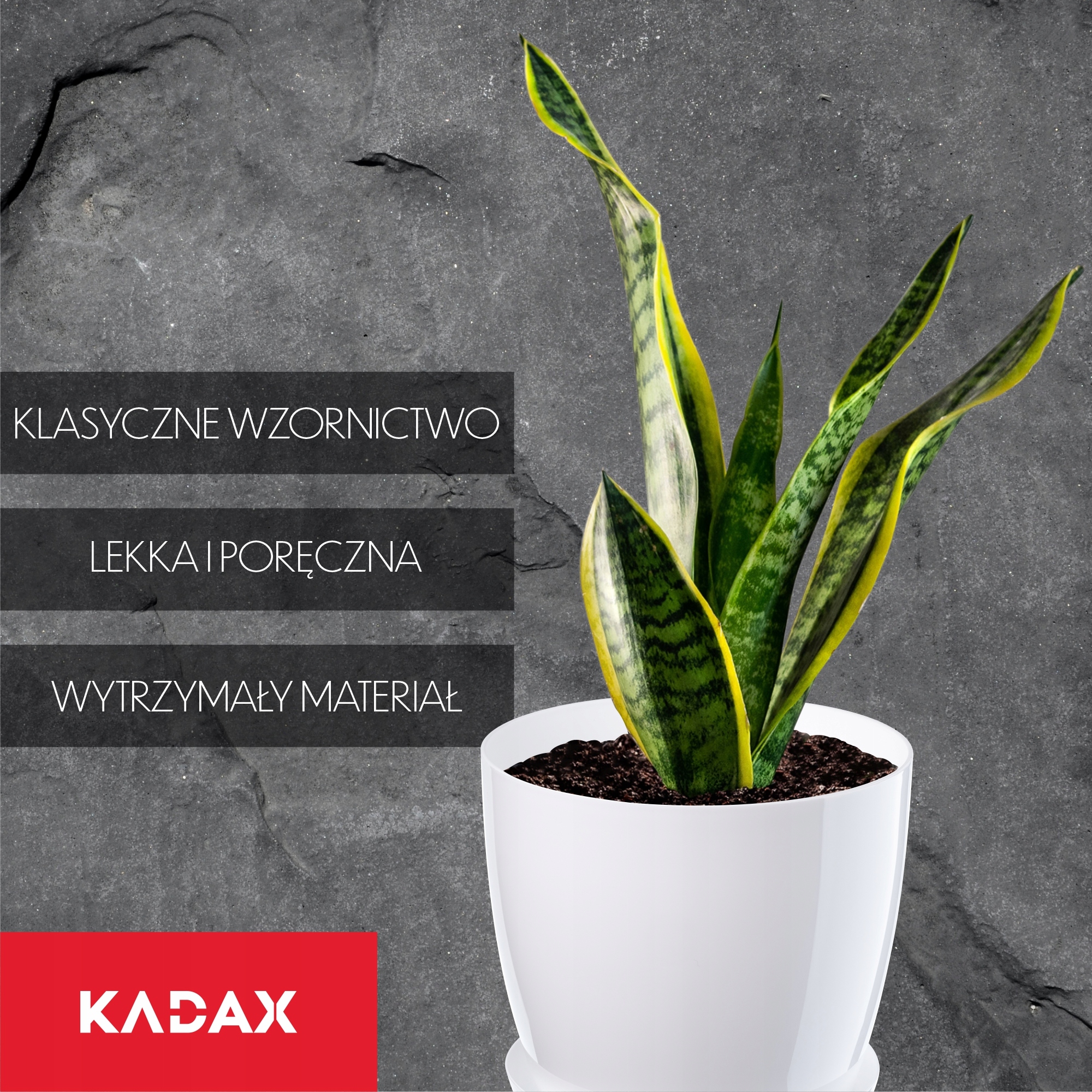 Doniczka Agen z podstawką 23 cm, biała