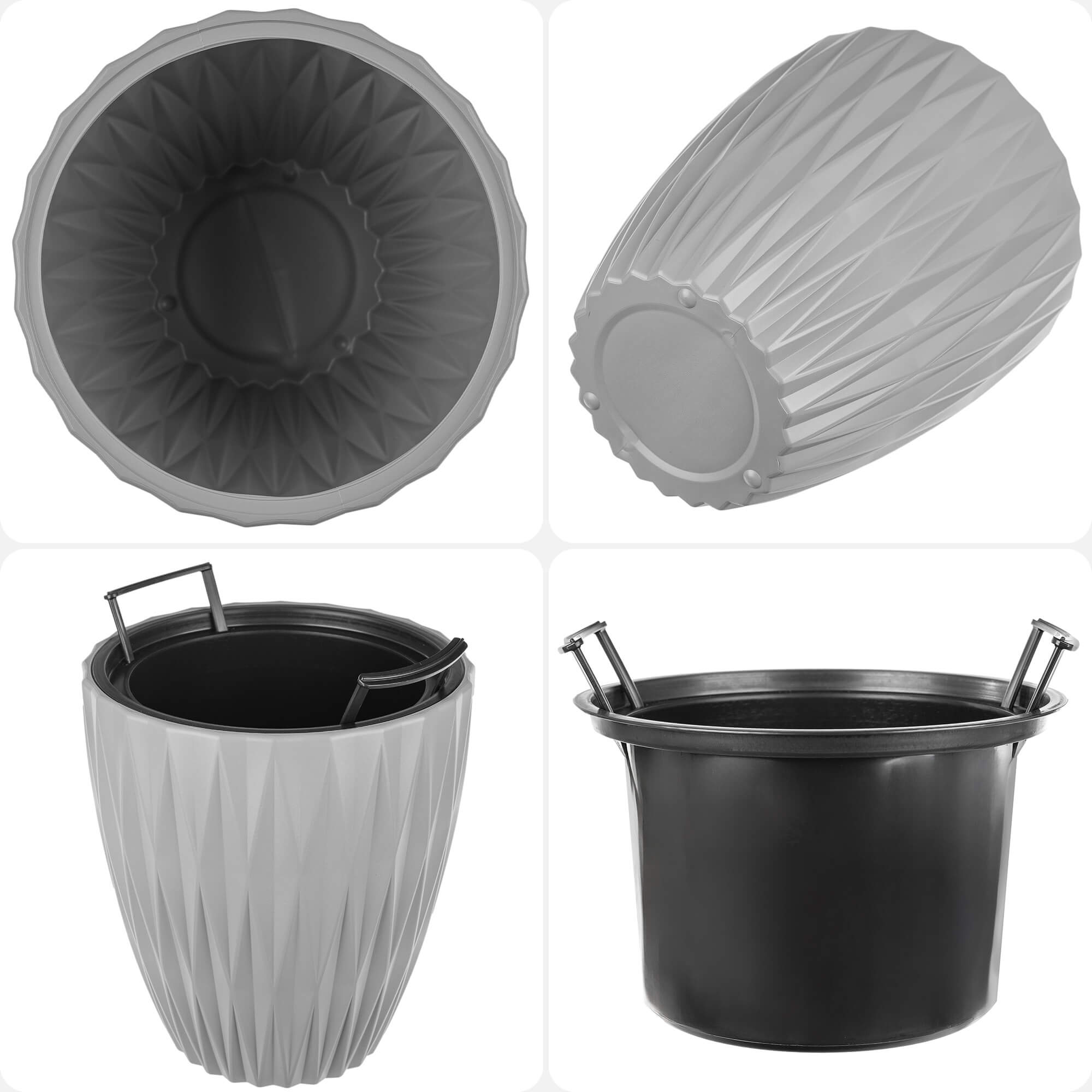 Doniczka Caro 25 cm, jasnoszara, 1 szt.
