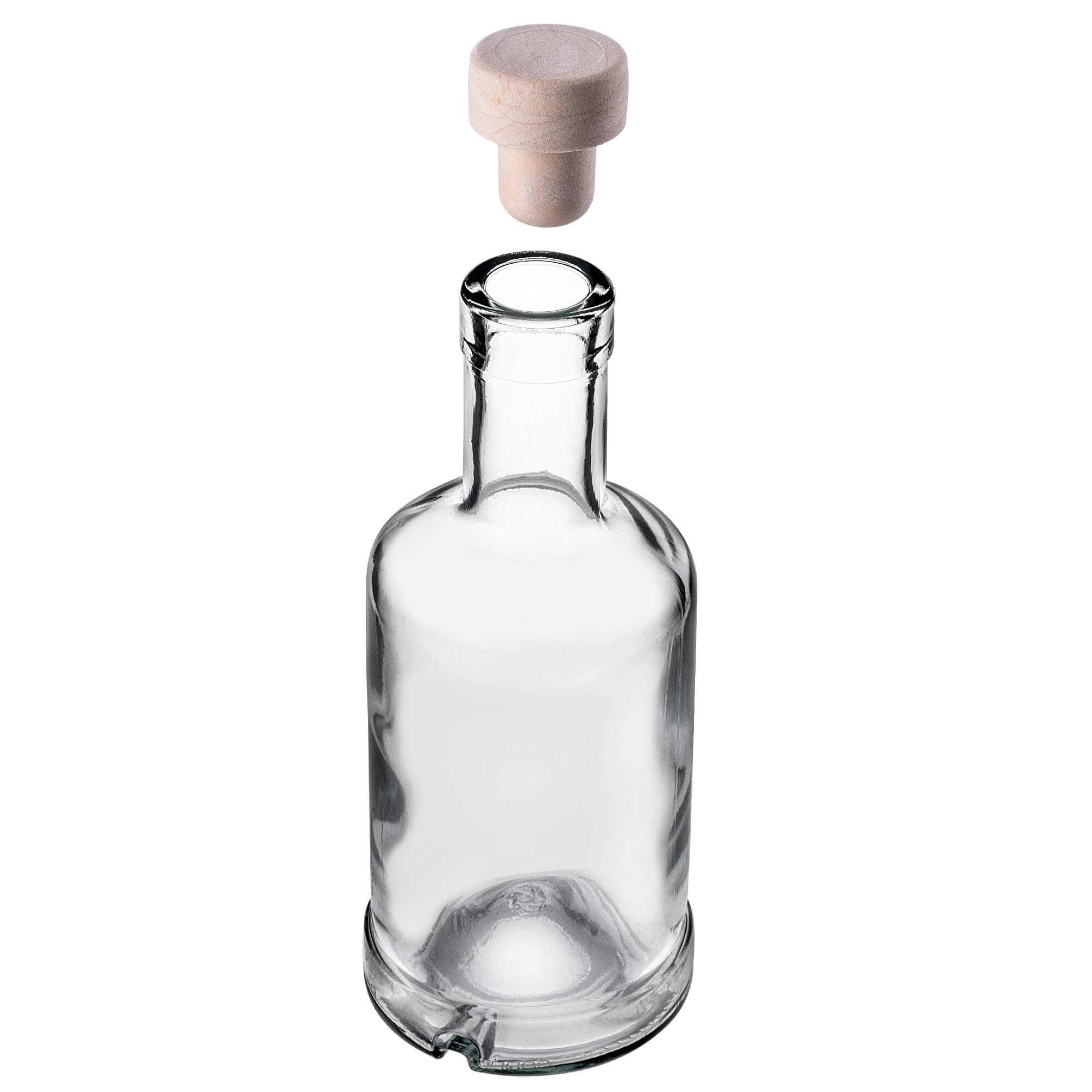 Szklana butelka na alkohole Tadek 250ml z korkiem syntetycznym 50 szt.