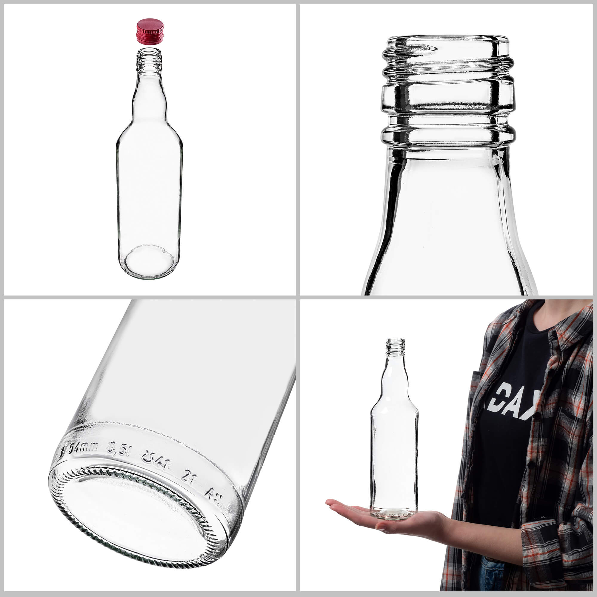 Szklana butelka Monopol 700ml z czerwoną zakrętką 10 szt.
