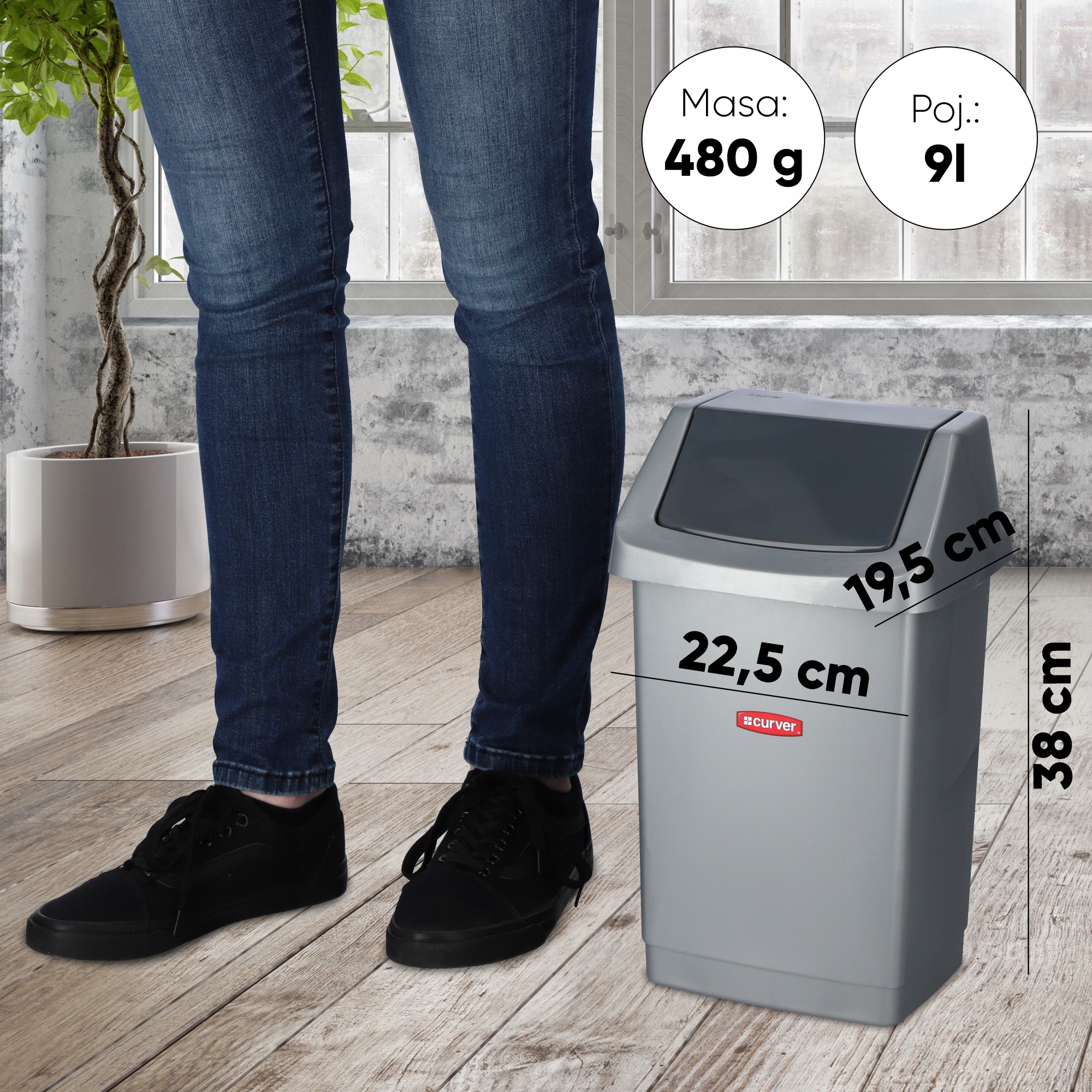 Kosz na śmieci Curver Click-IT 9L, grafit