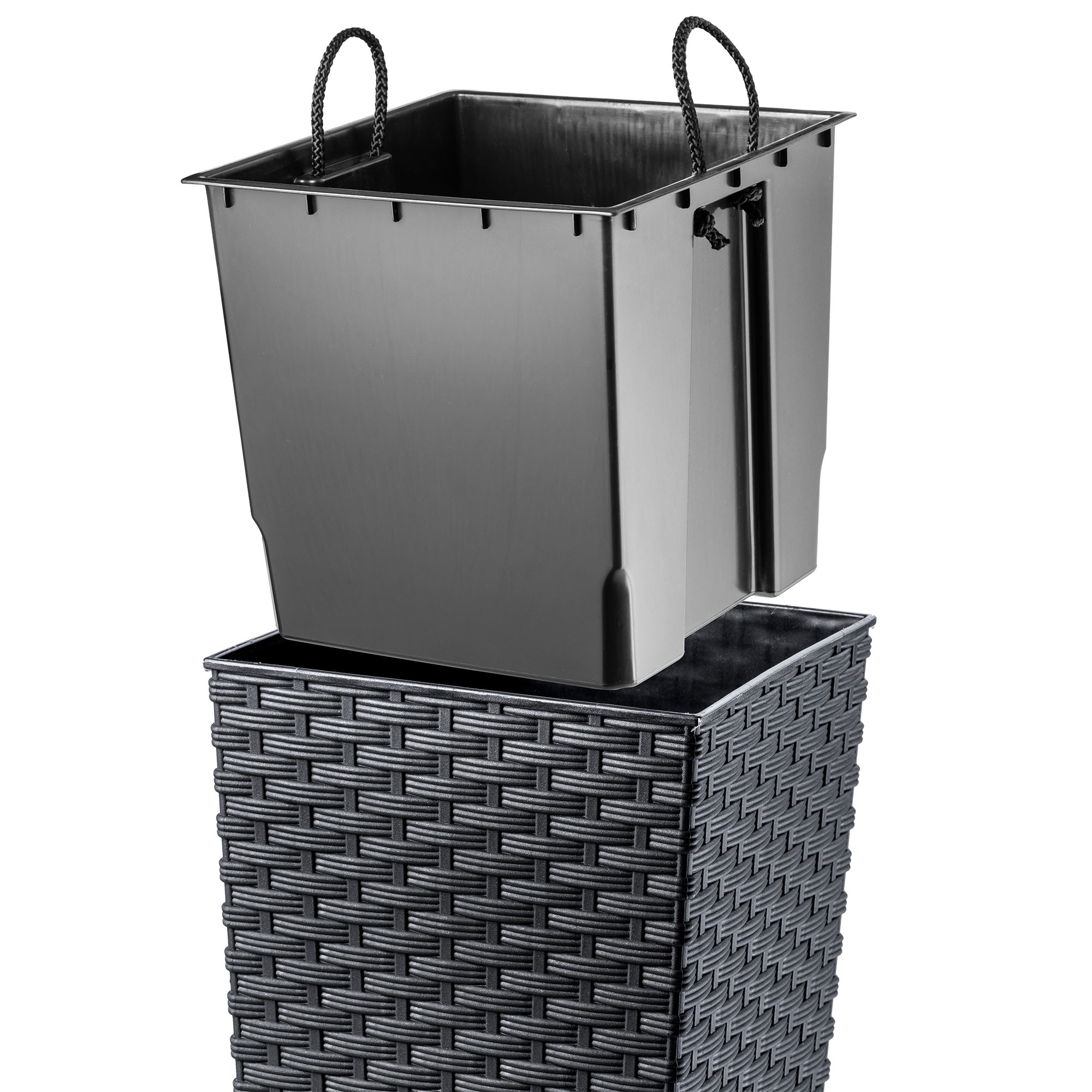 Donica z wkładem rattan Pesaro 30 cm, grafit