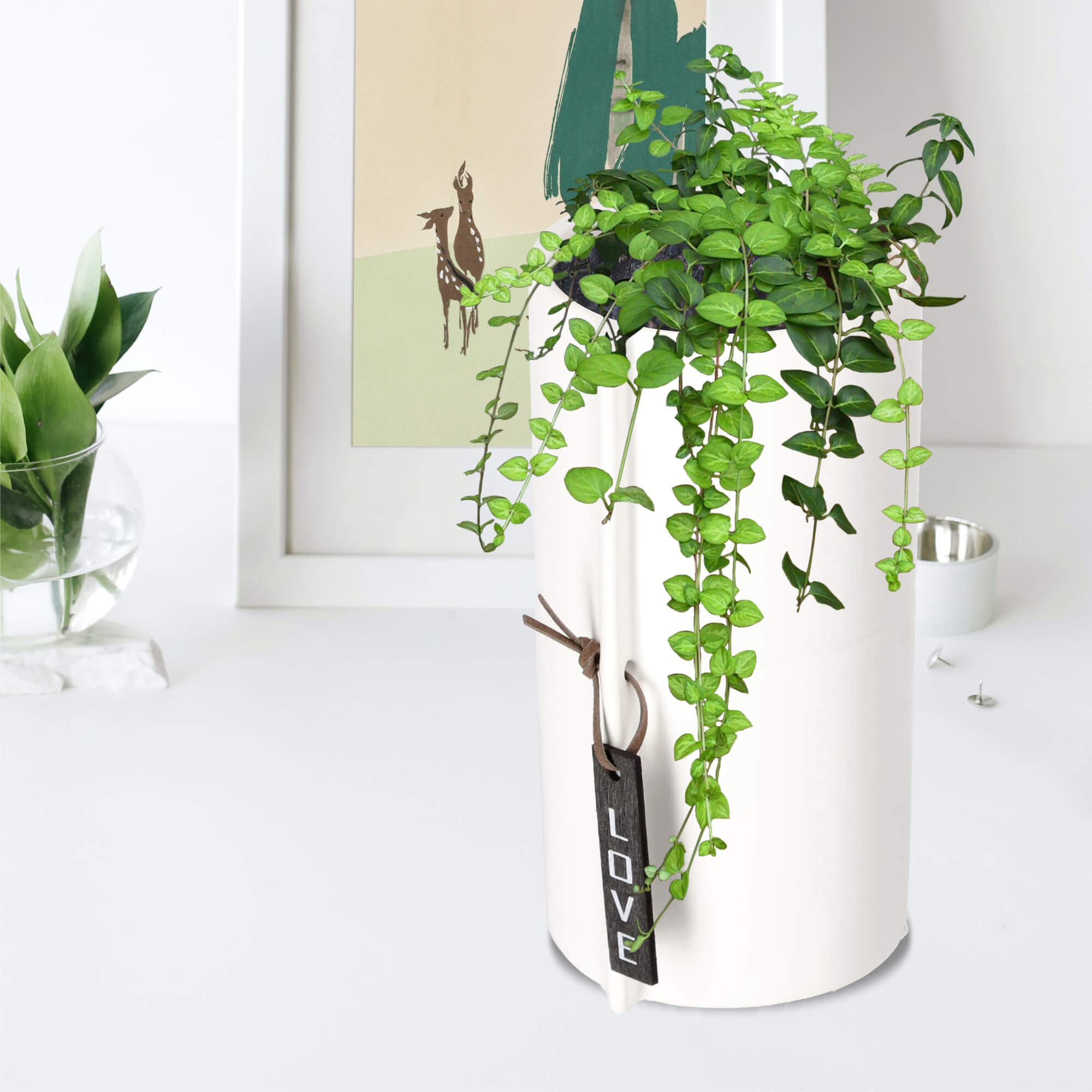 Osłonka ceramiczna Lemps na kwiaty 18 x 9 cm, biała