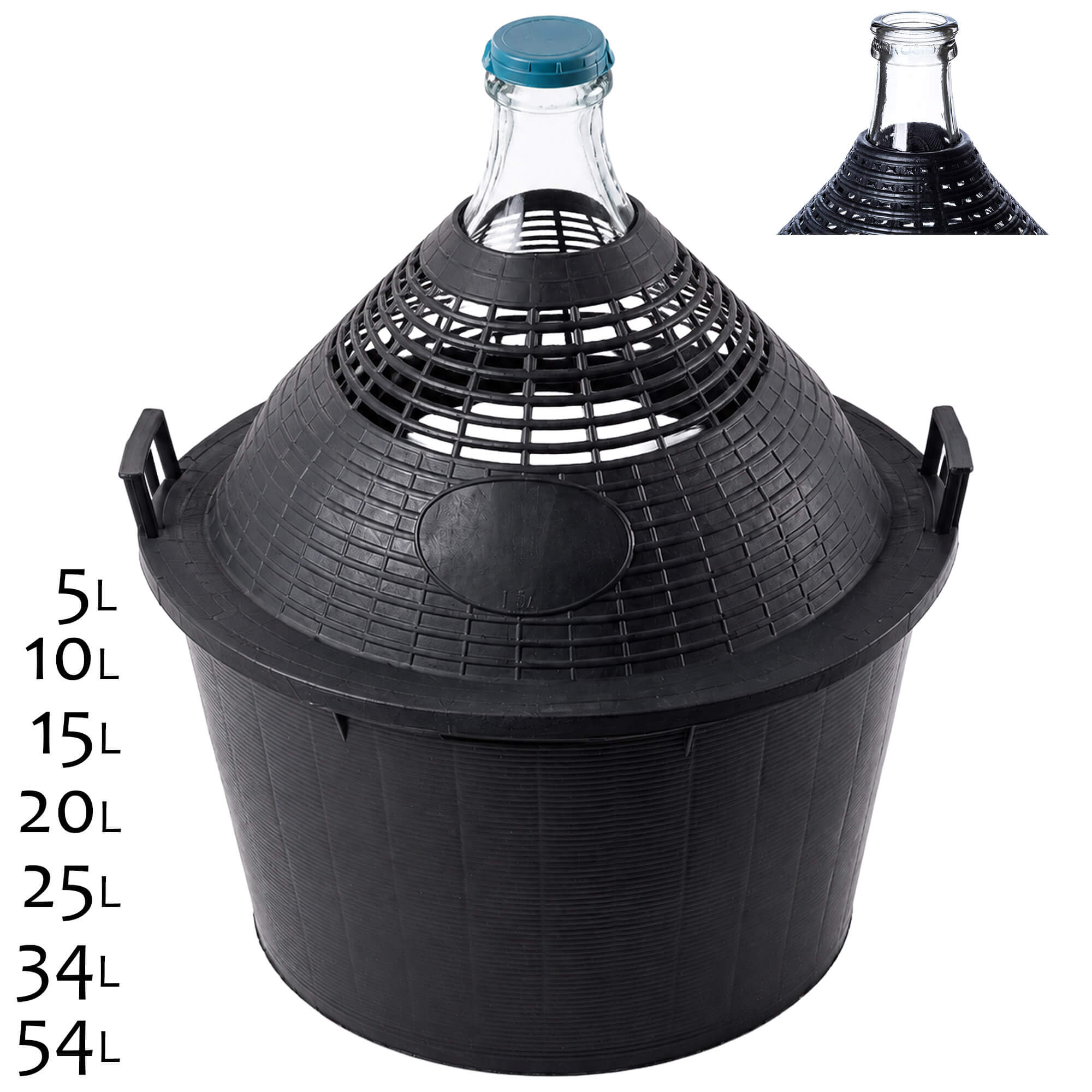 Zestaw winiarski balon 34L + korek nr.4 + szklana rurka
