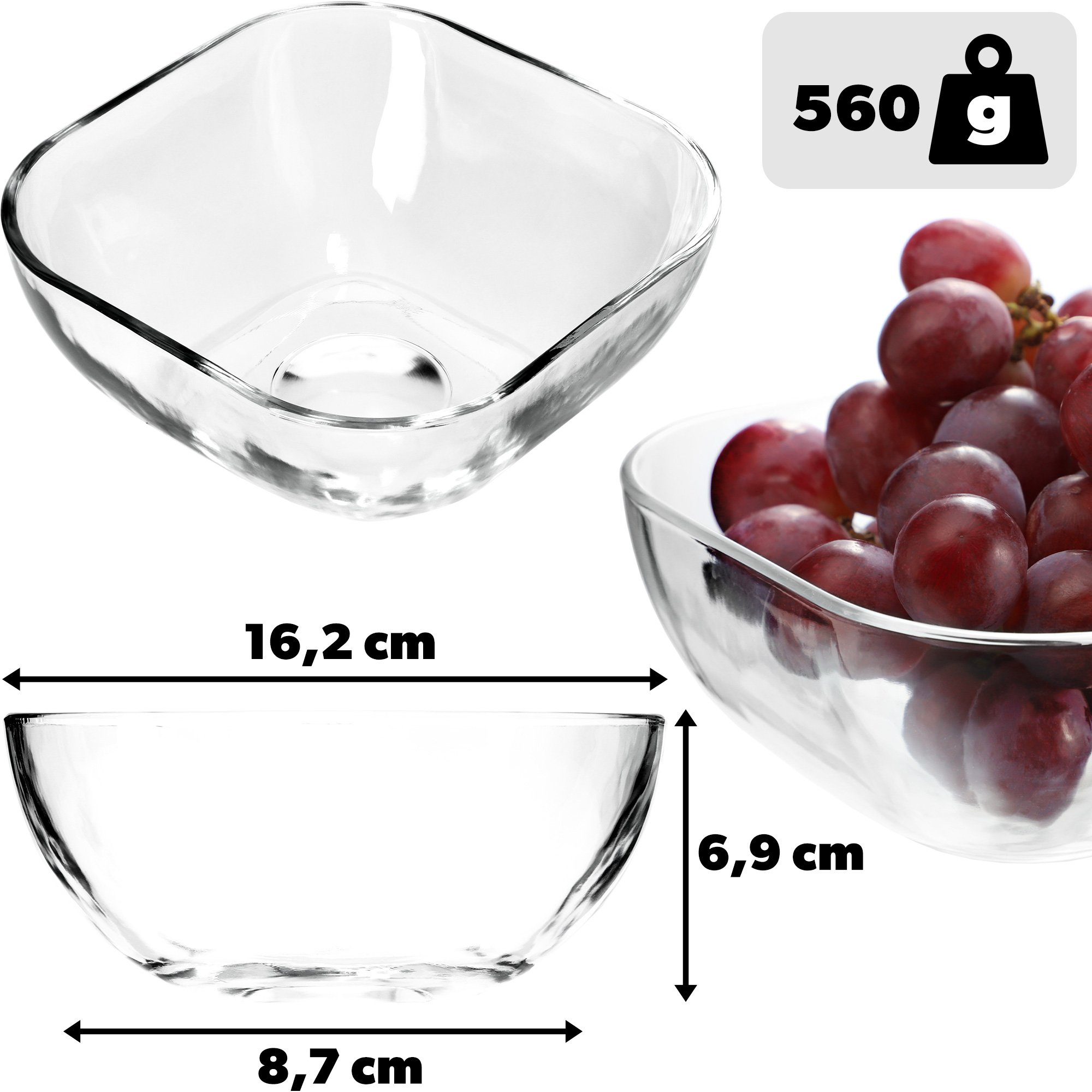 Salaterka szklana Carini 16 cm, przezroczysta