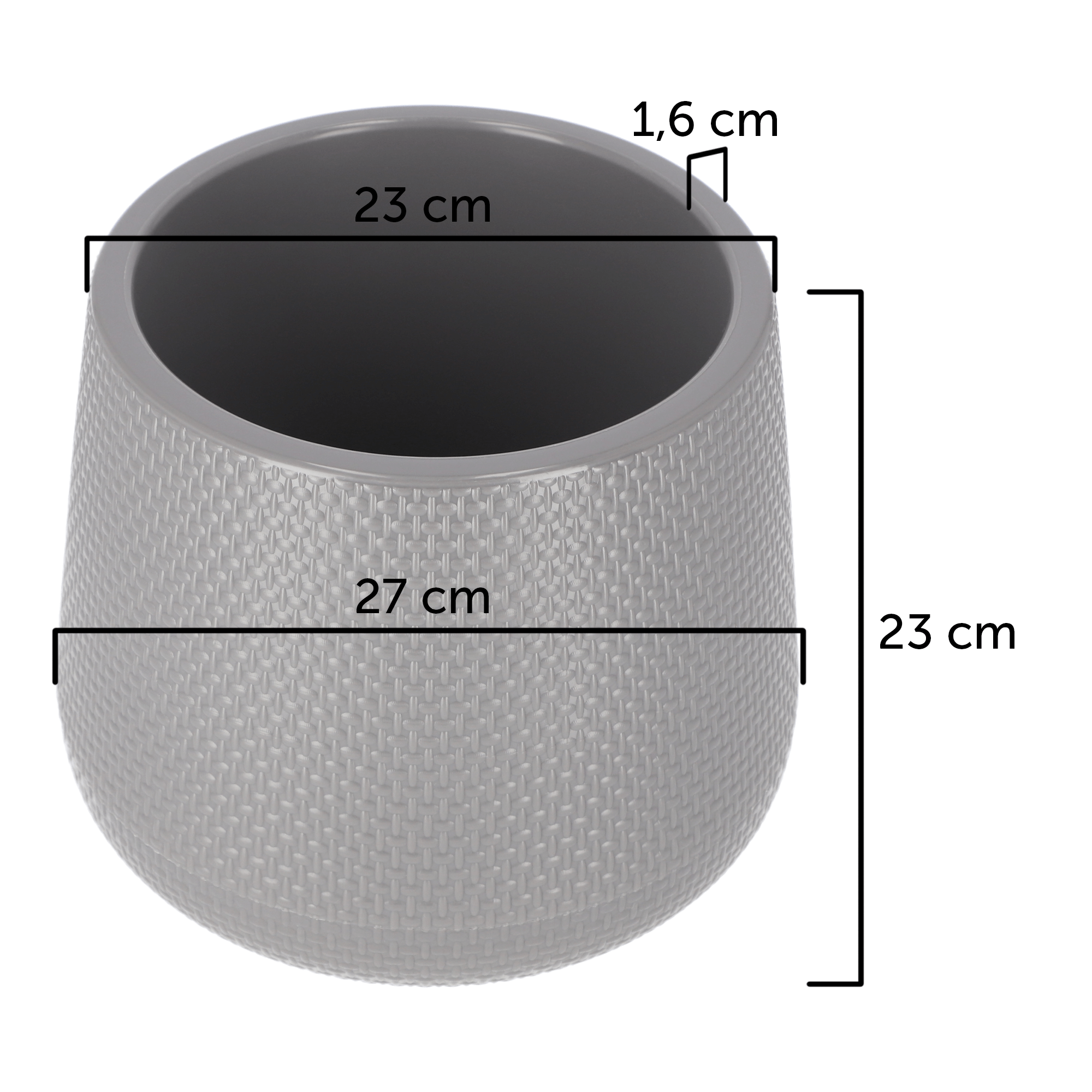 Doniczka z podstawką Peri 23 cm, szara