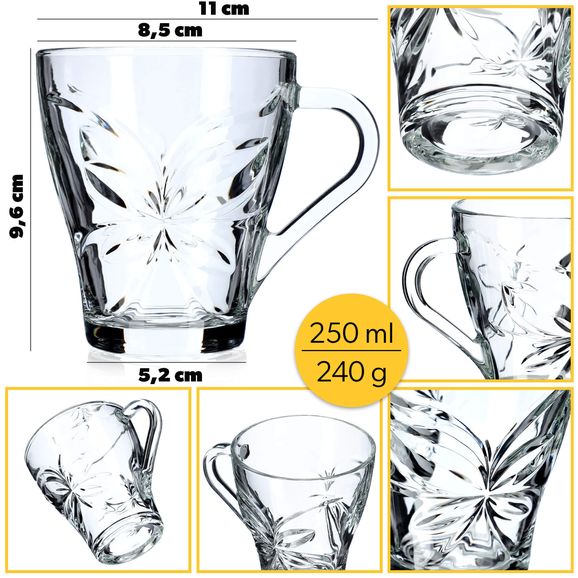 Kubki do kawy i herbaty Noli 250 ml, 6 szt.