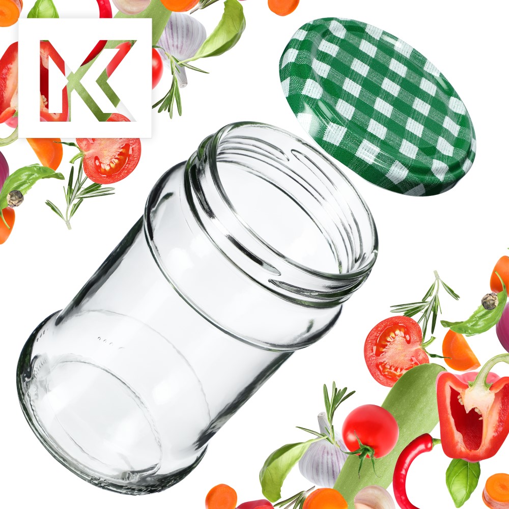 Słoiki na przetwory Seno 315ml 50szt fi 66 mm + wieczka "Zielona krata"