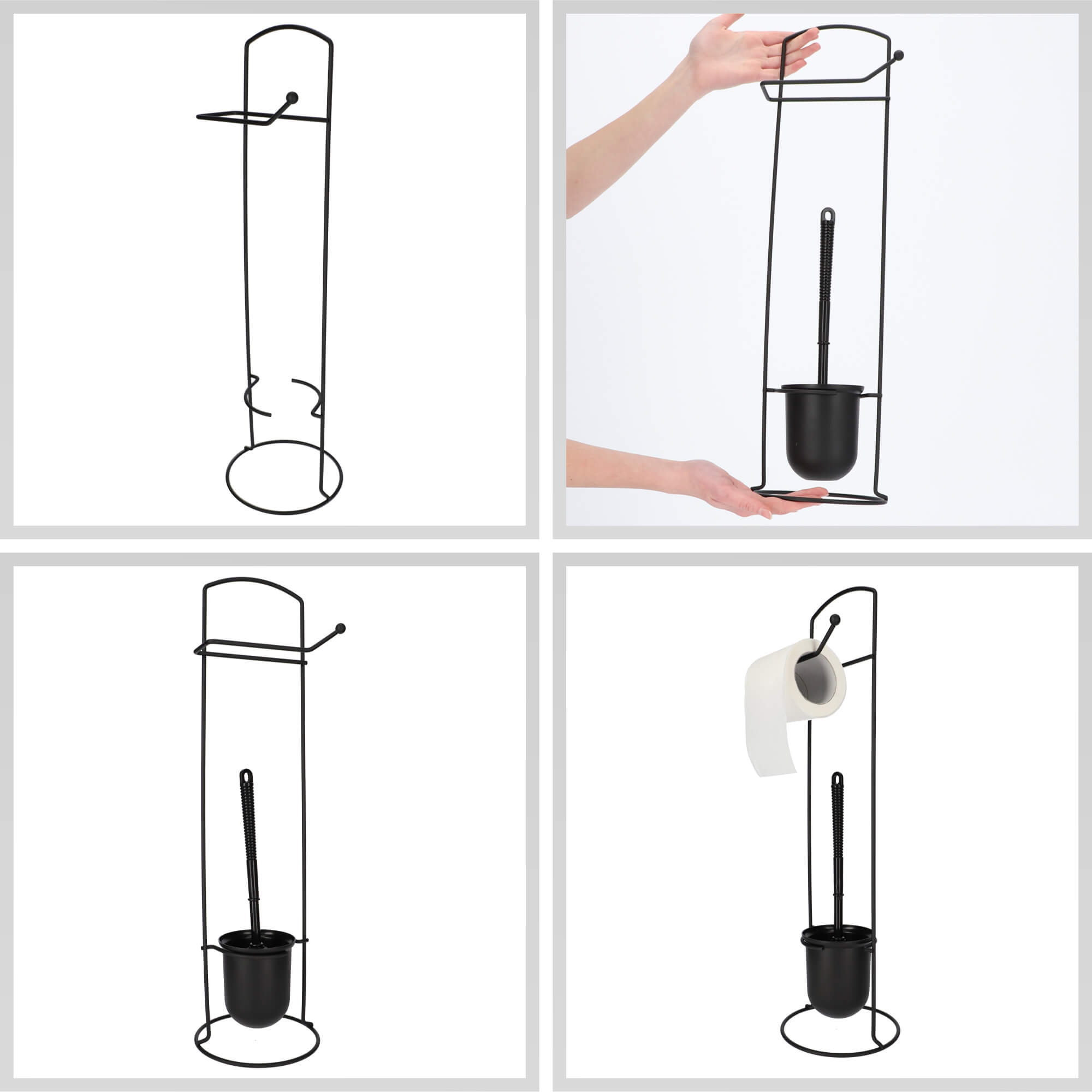 Szczotka do WC z uchwytem na papier 58 cm, czarny