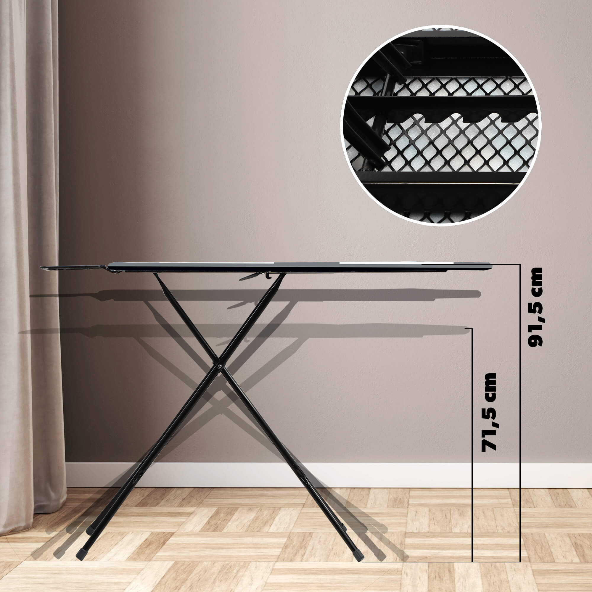Deska do prasowania Tasjo 120 x 38 cm szara z uchwytem
