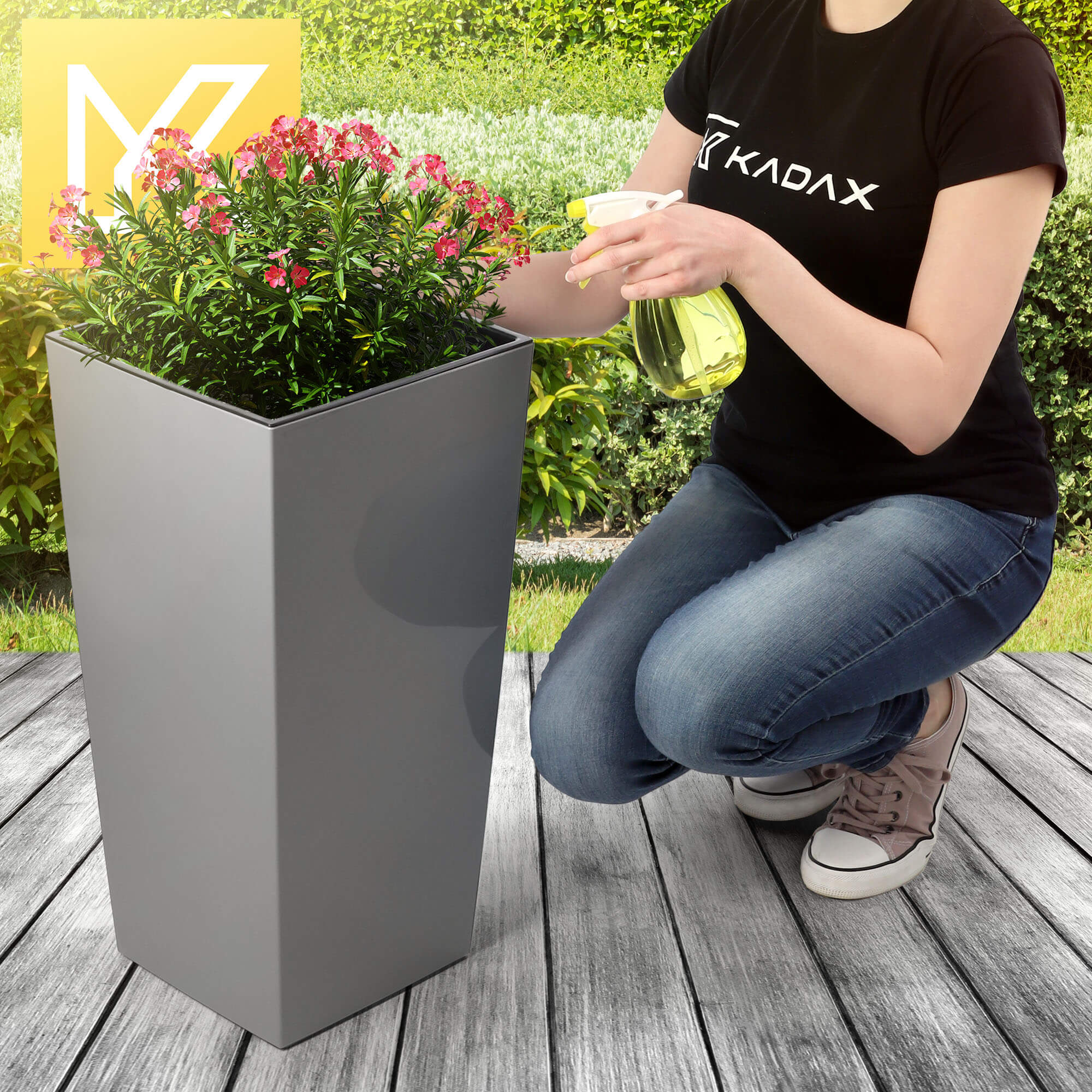 Donica na kwiaty z wkładem Masiera 30 cm, szara