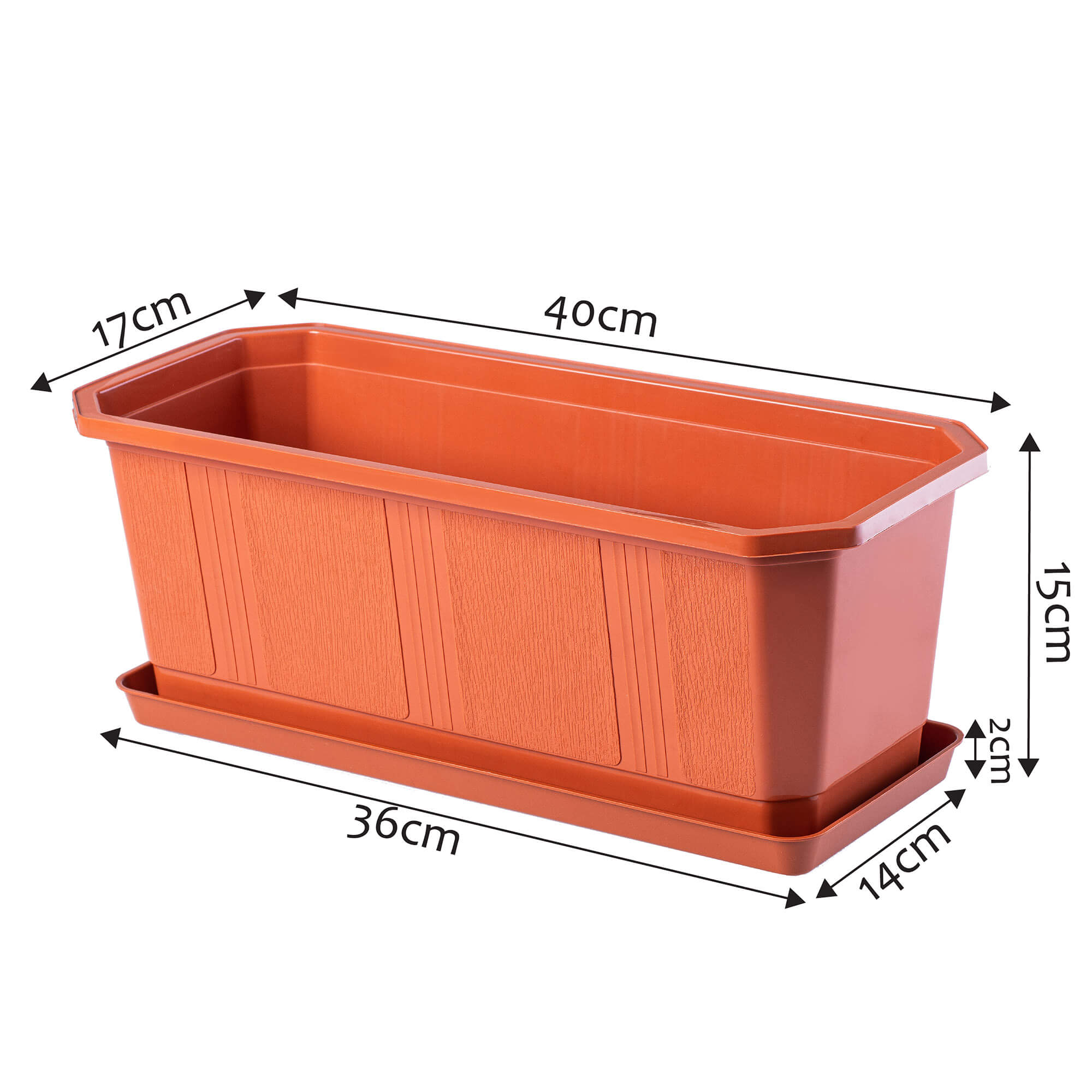 Doniczka balkonowa z podstawką Trani 40 cm, terakota
