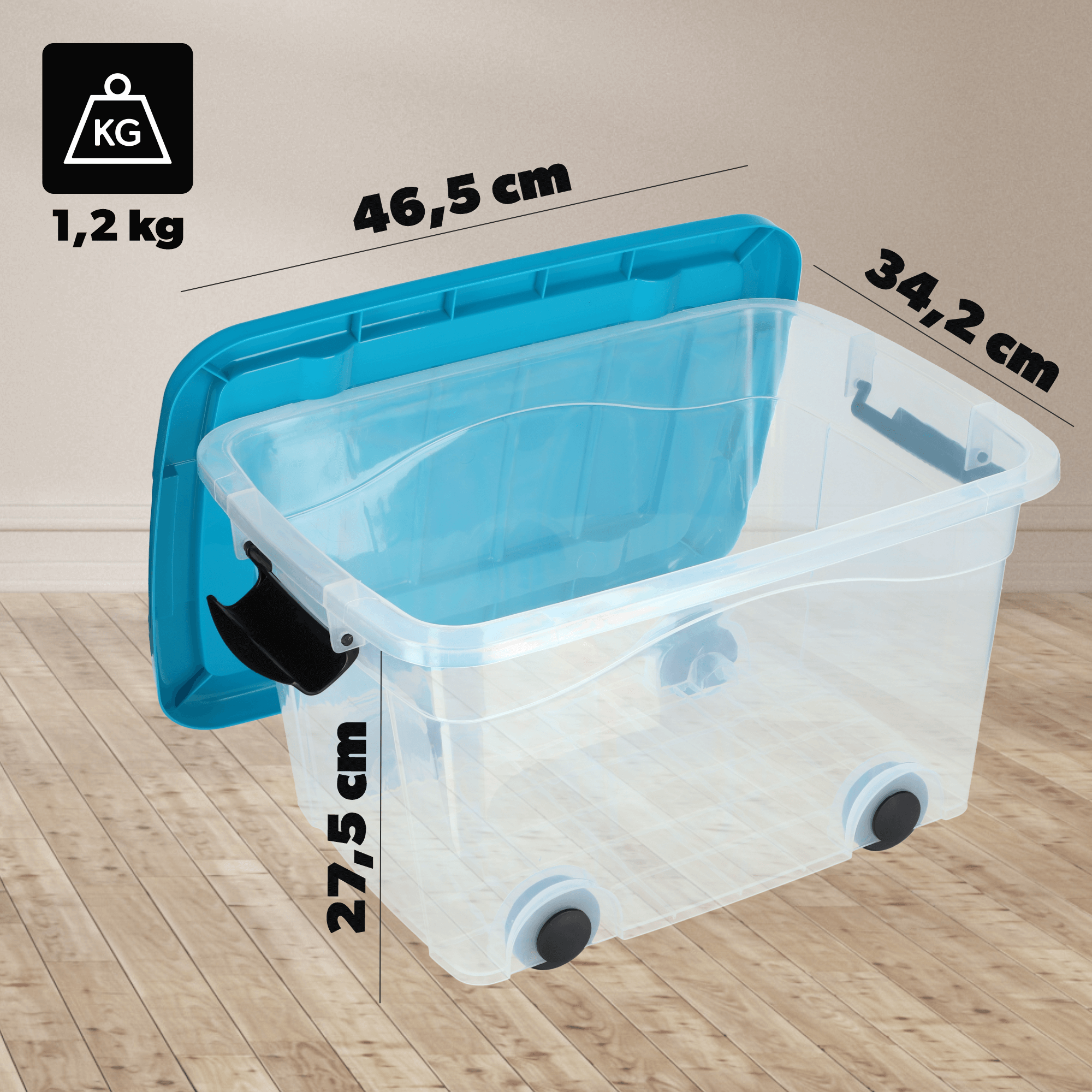 Plastikowy pojemnik na kółkach Vado 20L, niebieski