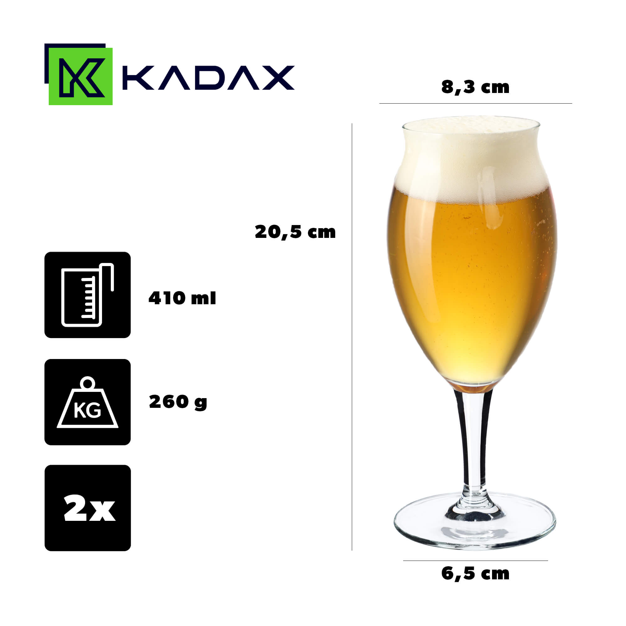 Kufle do piwa i zimnych napojów Forio 410 ml, 2 szt.