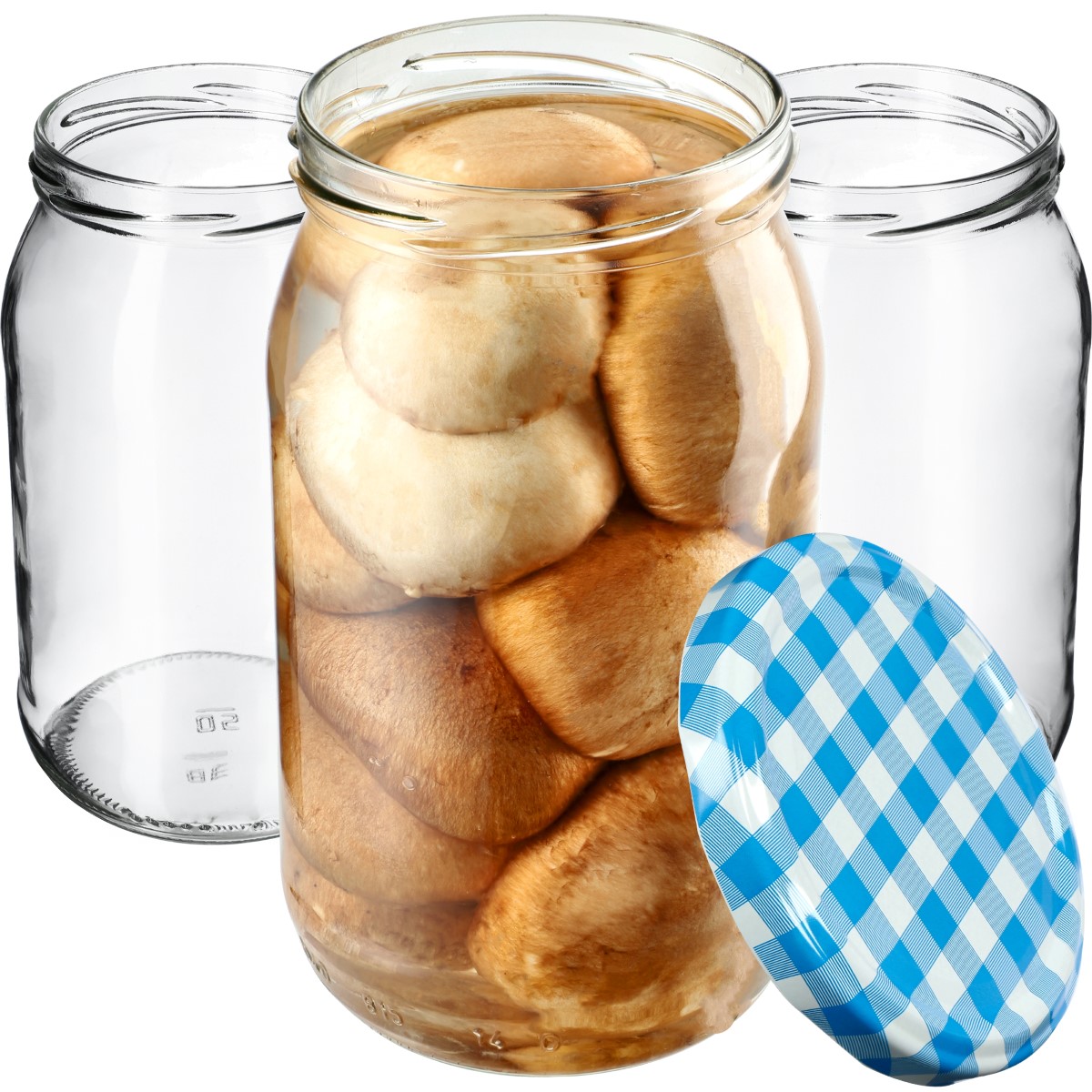 Słoiki na przetwory Niva 760ml 48szt fi 82 mm + wieczka "Niebieska Krata"