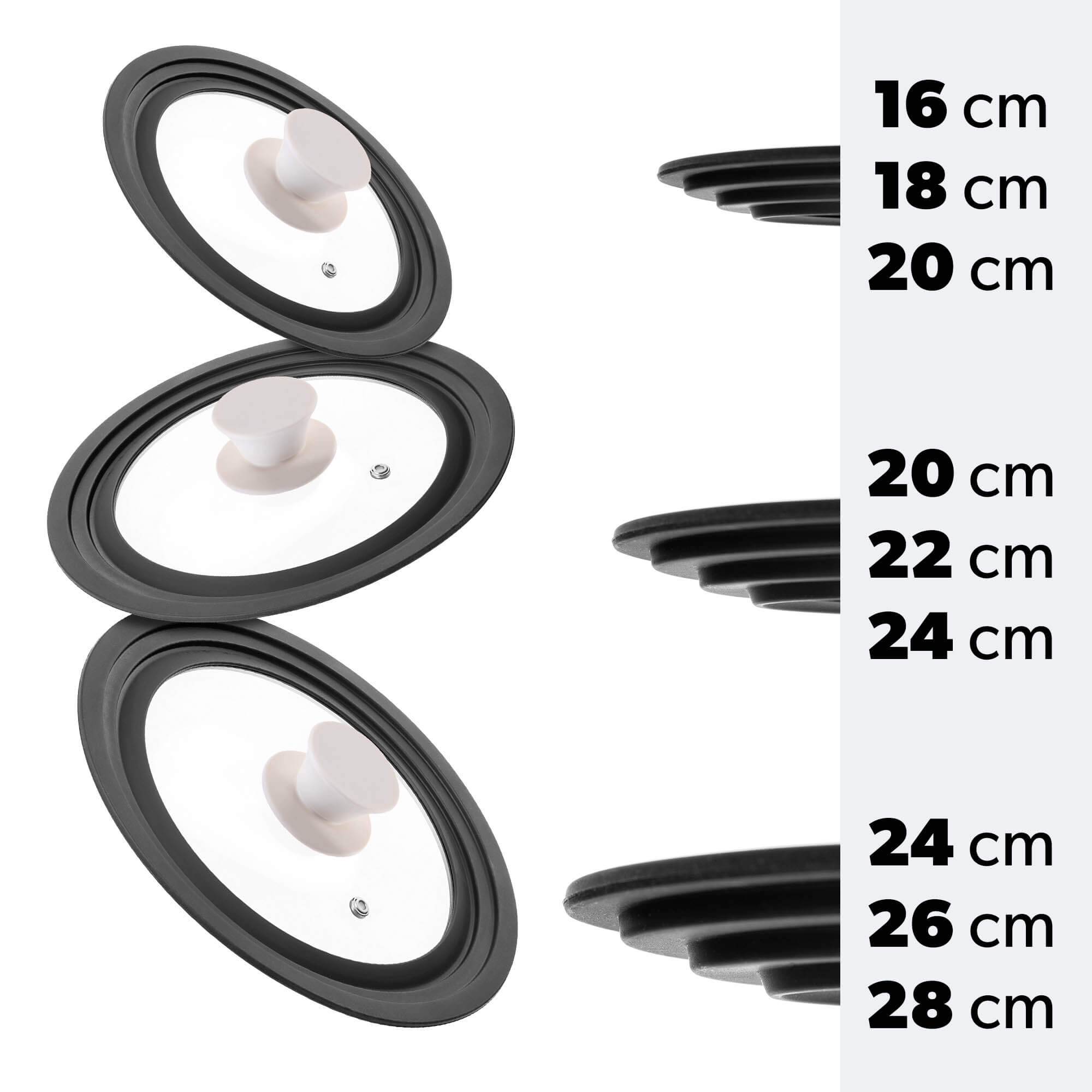 Pokrywa szklana multisize Aiola na garnek 16/18/20 cm z beżowym uchwytem