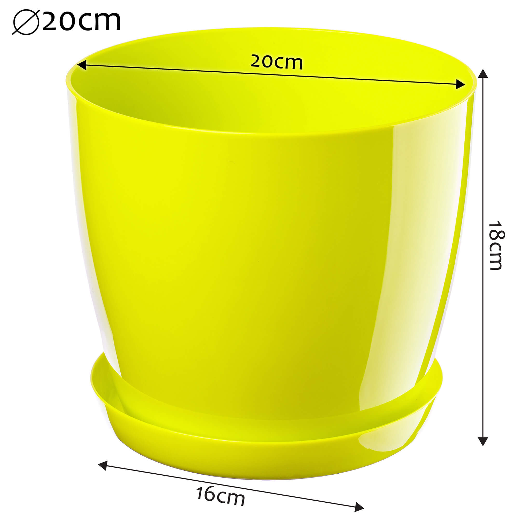 Doniczka na kwiaty z podstawką 20 cm, limonkowa