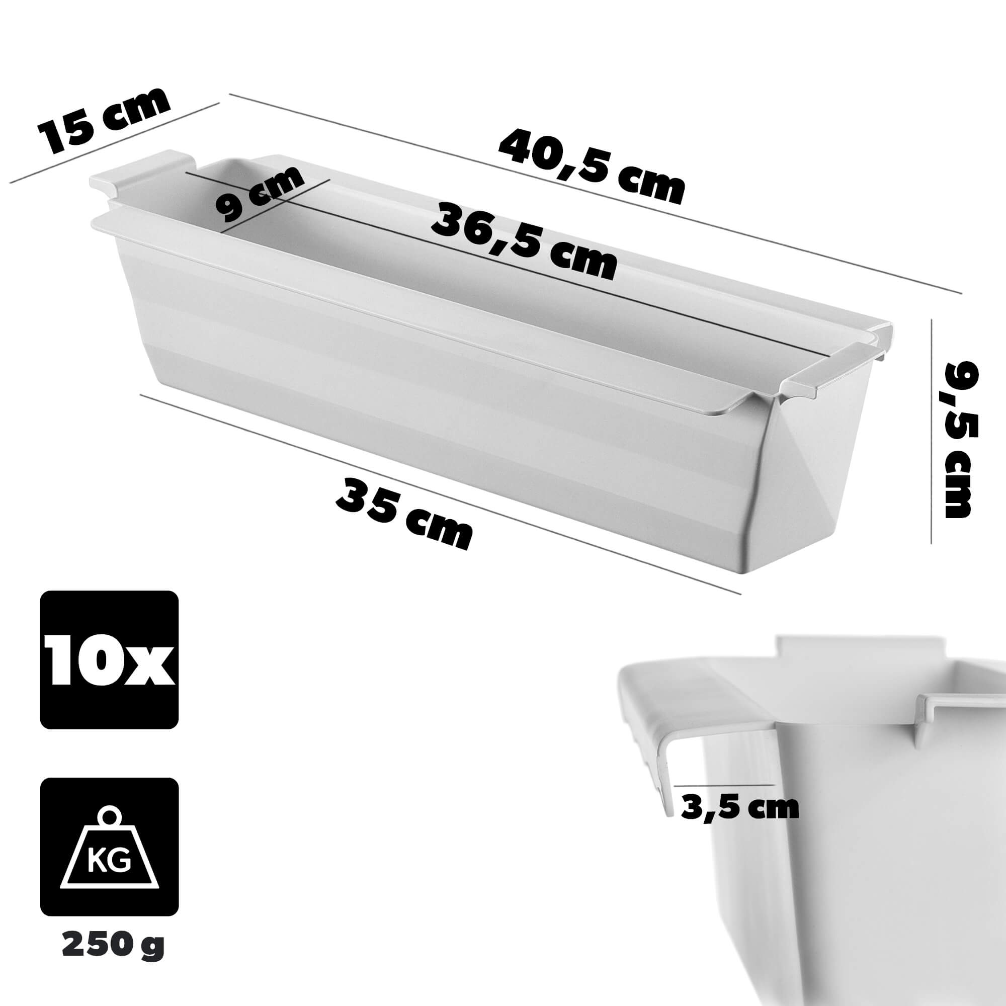 Doniczka do europalet Veere 40.5 cm biała 10 szt.