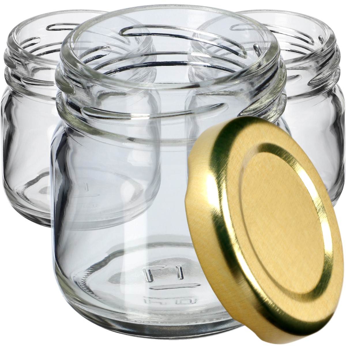 Słoiki na przetwory Halli 40ml 50szt 43 mm + wieczka złote