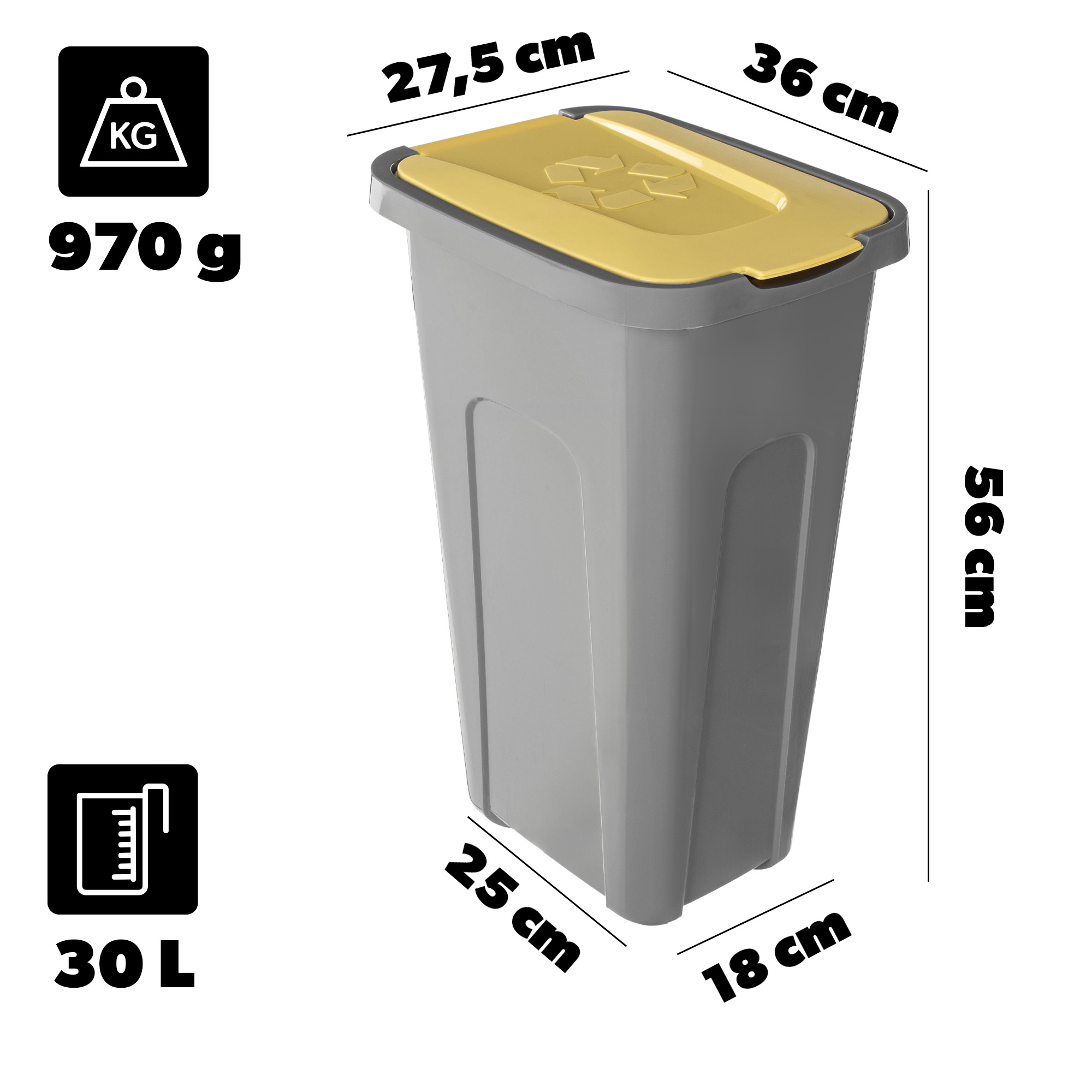Kosz na śmieci Entrago 30L żółty