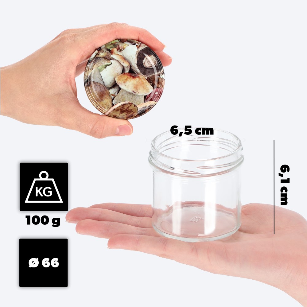 Słoiki Vigo 140ml 20szt fi 66 mm + wieczko "Grzyby"