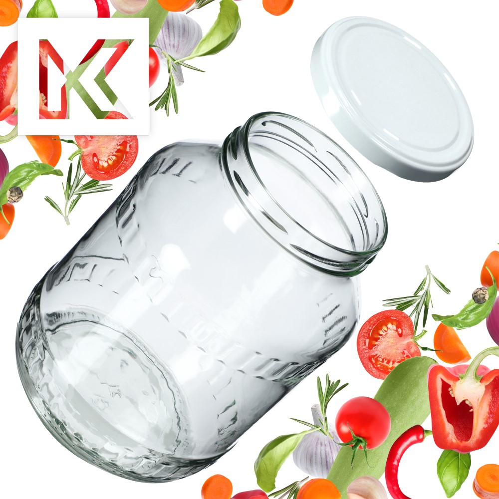 Szklany słój Albi 2,5L 100 mm + wieczko białe 4szt
