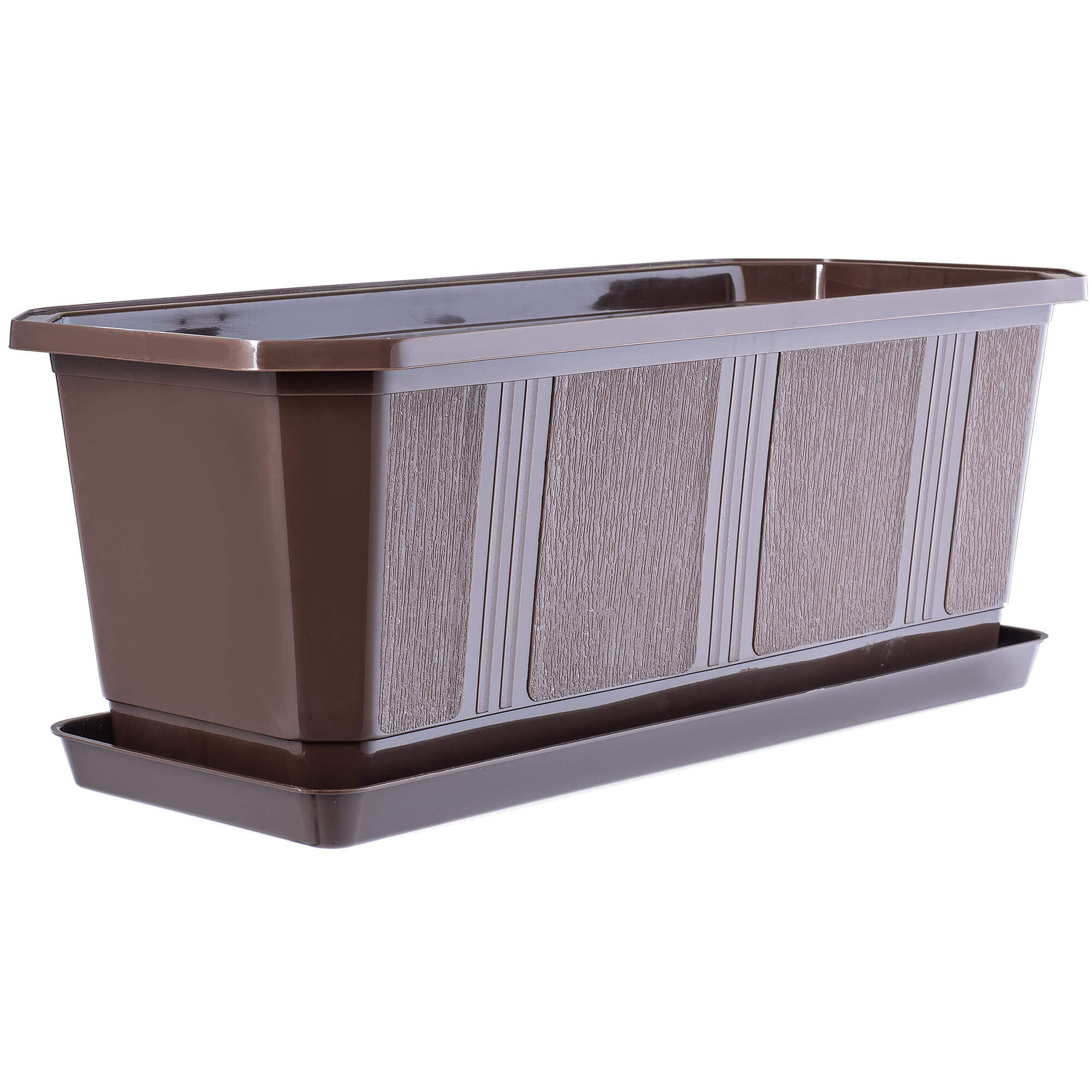 Doniczka balkonowa z podstawką Trani 40 cm, brąz