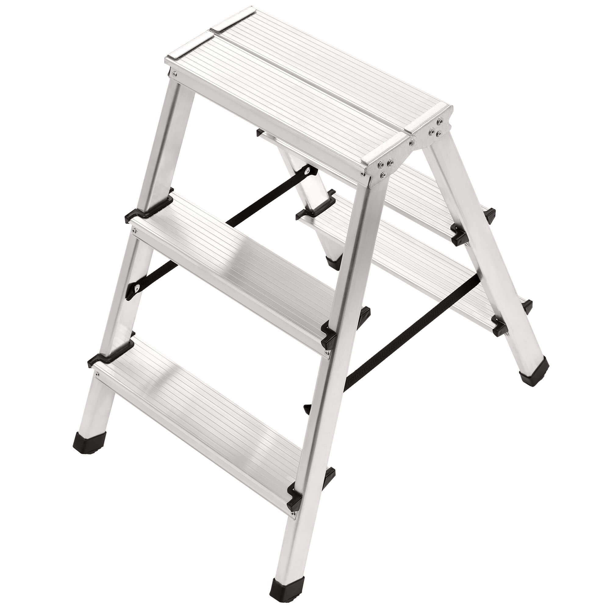 Drabina aluminiowa z podestem Musko, 3 stopnie, 125 kg