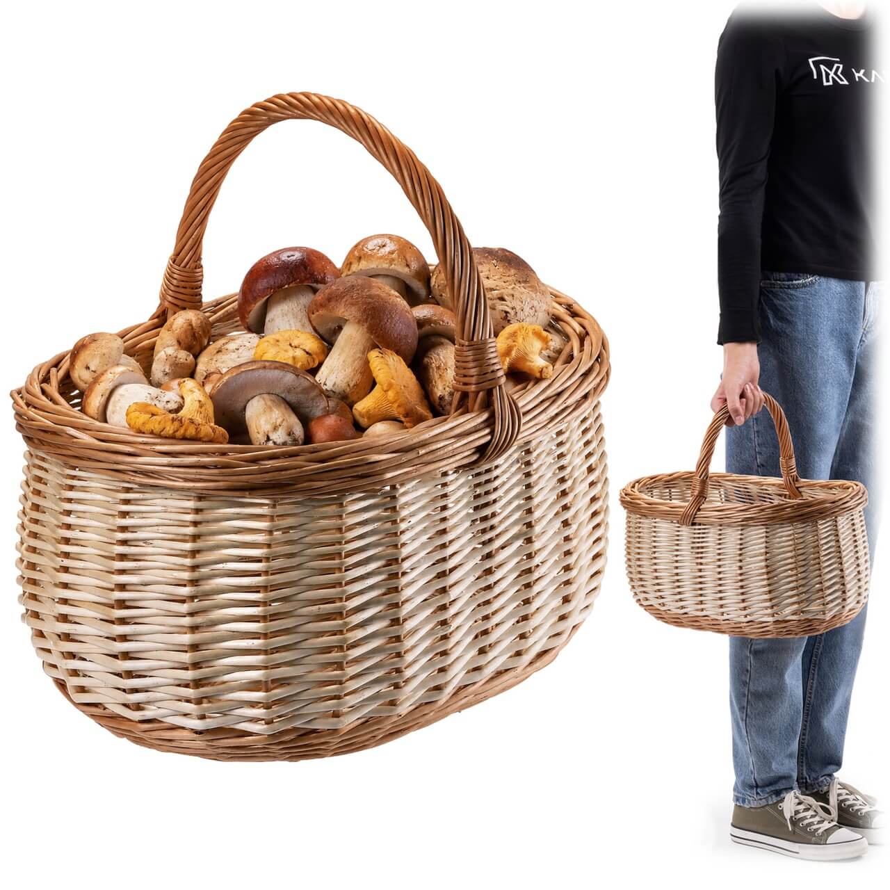 Kosz wiklinowy zakupowy Anfo 40 x 25 cm naturalny