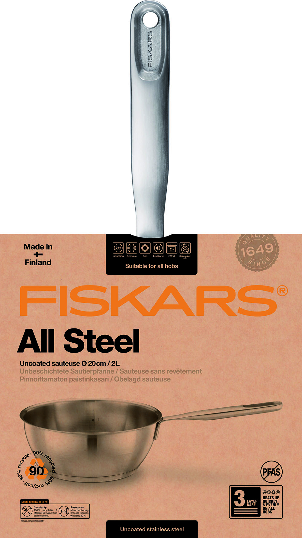Fiskars 1064748 All Steel Rondel/patelnia 2 l