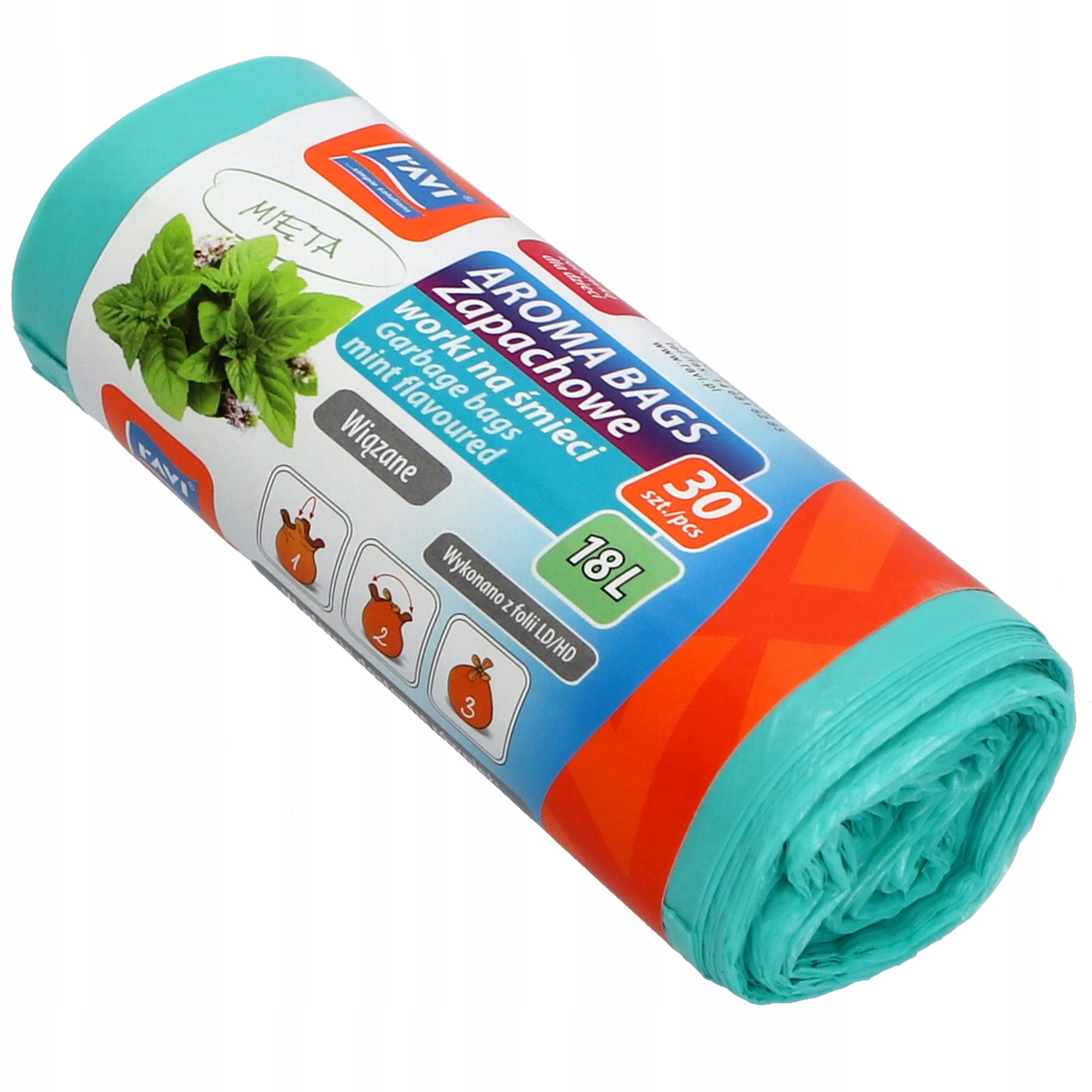 Worki na śmieci miętowe Ravi Aroma Bags 18L, 30 szt.
