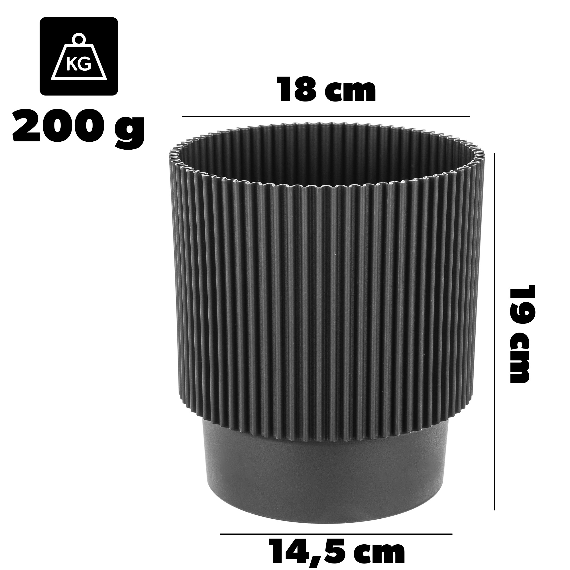 Doniczka na kwiaty Aldeia 18cm czarny