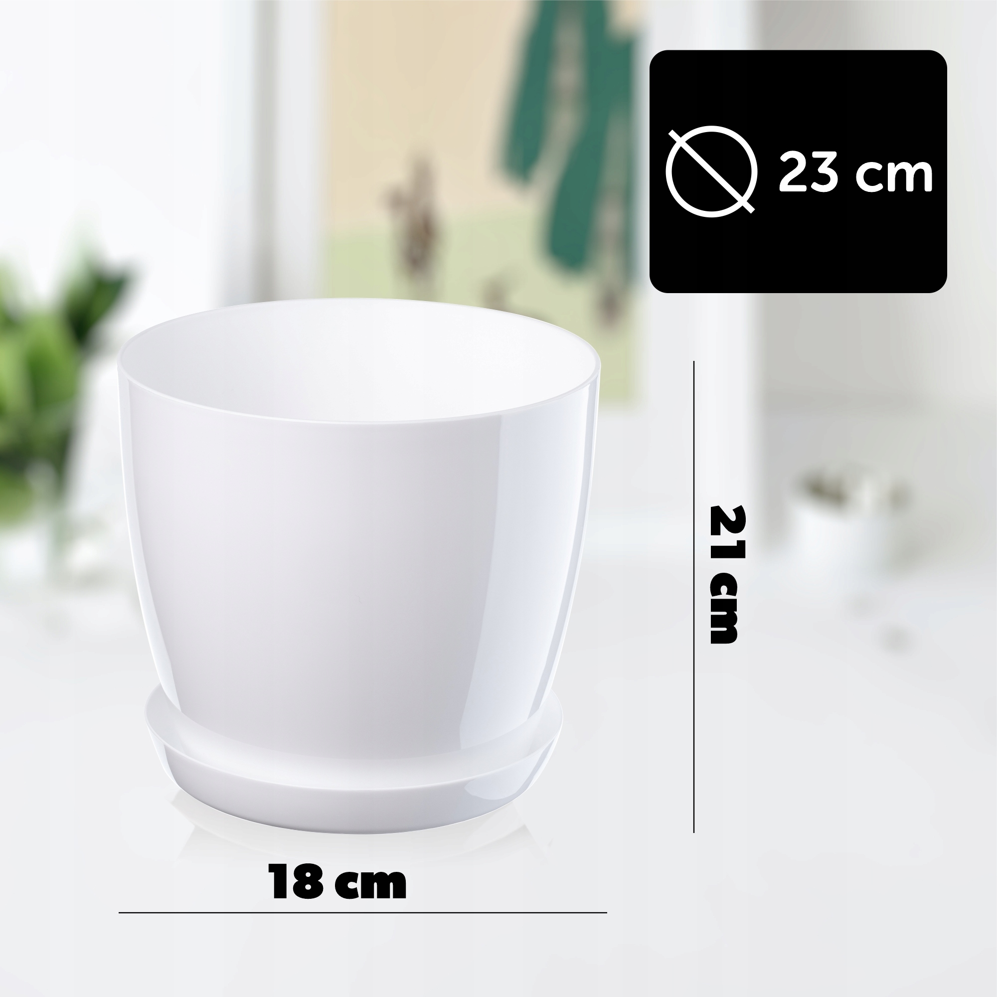Doniczka Agen z podstawką 23 cm, biała