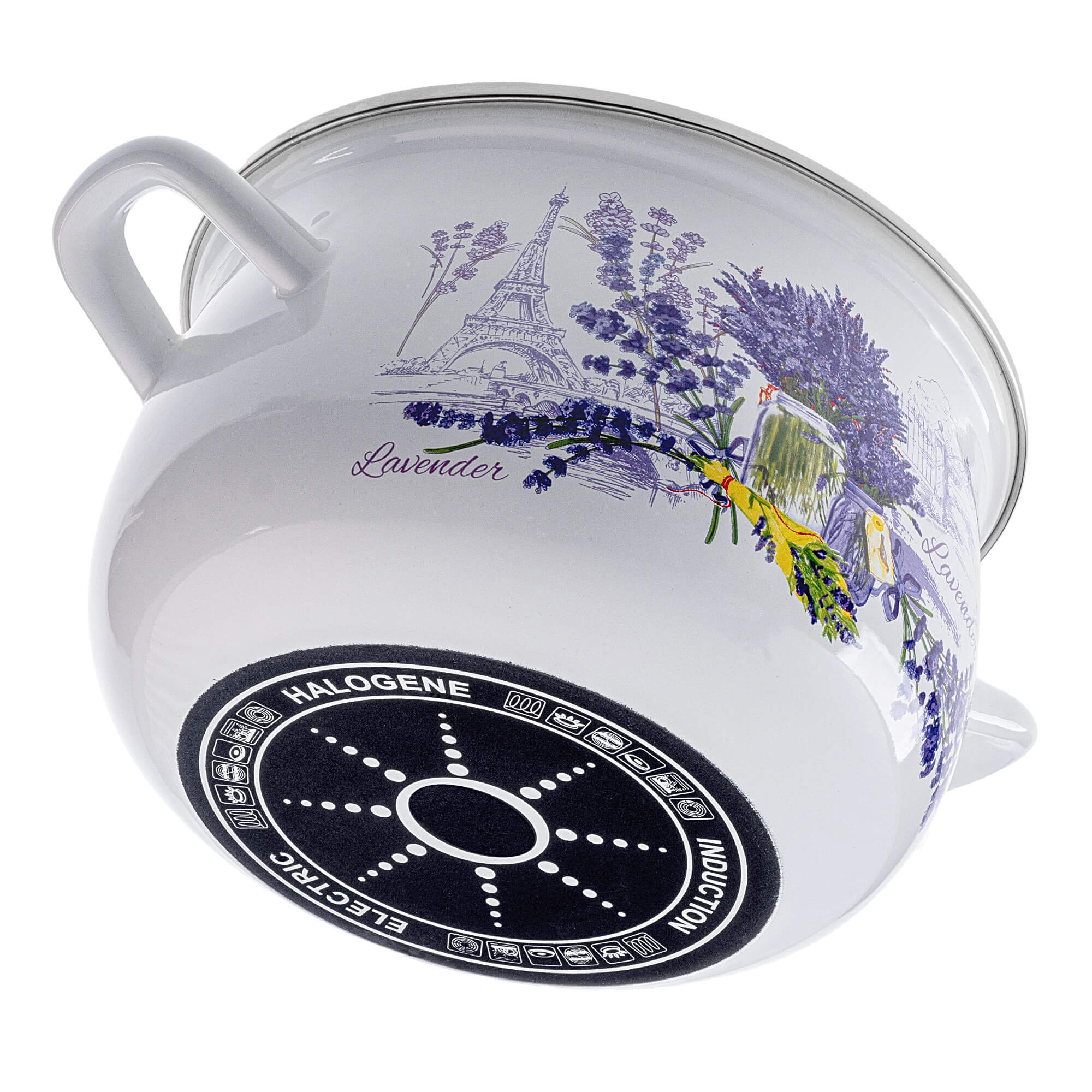 Zestaw garnków emaliowanych Pruno 2L, 3L, 4L, 5L lawenda