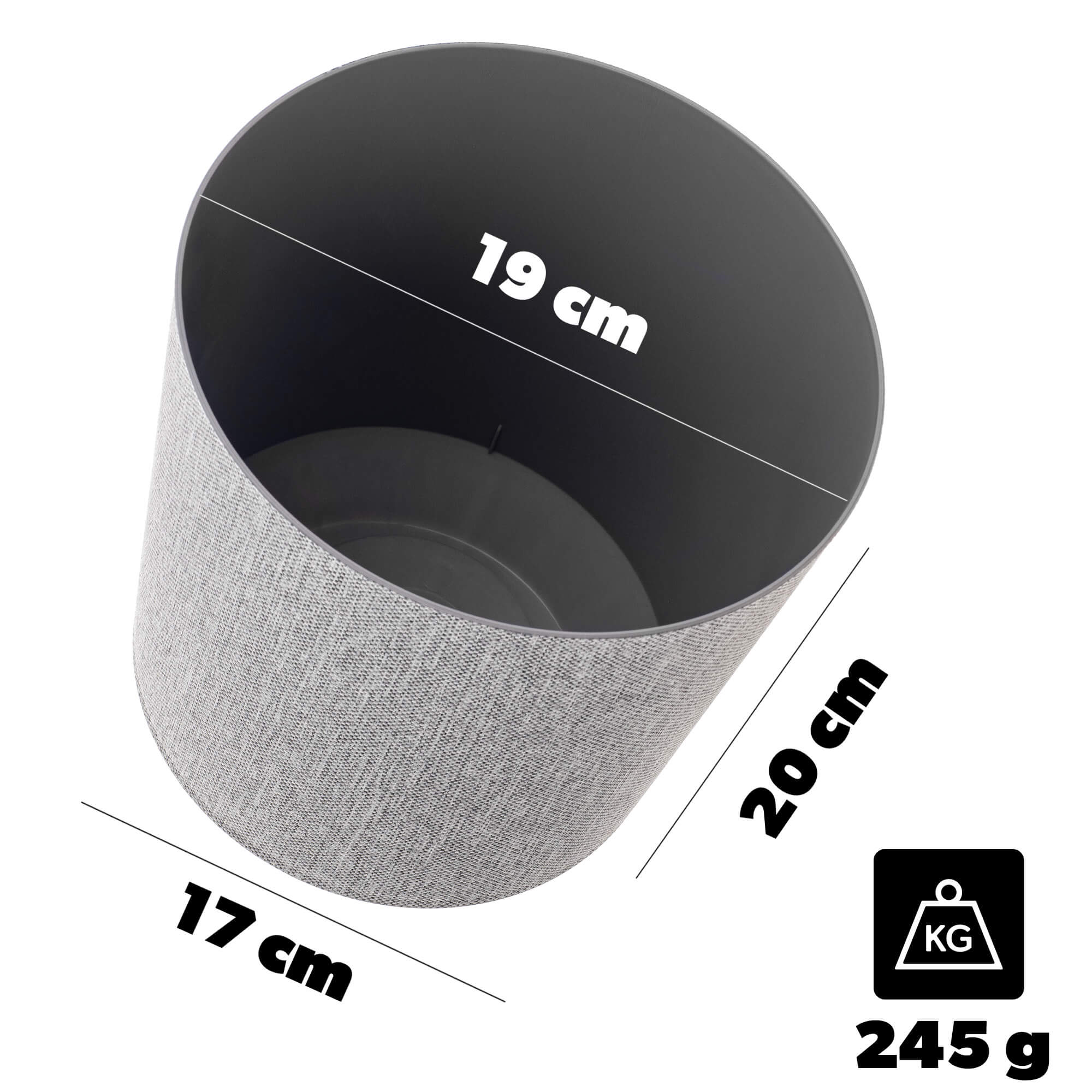 Doniczka osłonka Pebris 19cm szara