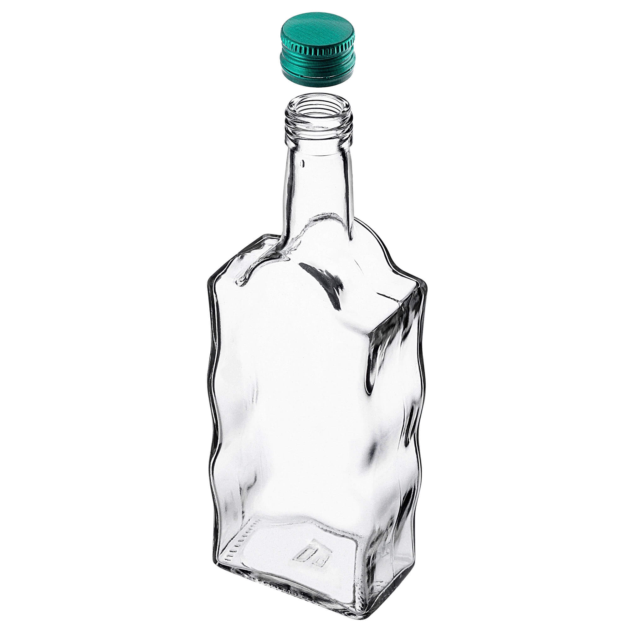 Szklana butelka na nalewkę Fala 500ml z zieloną zakrętką 5 szt.