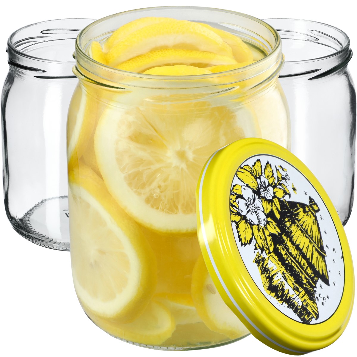 Słoiki Senna 540ml 16szt fi 82 mm + wieczka "Pszczoły"