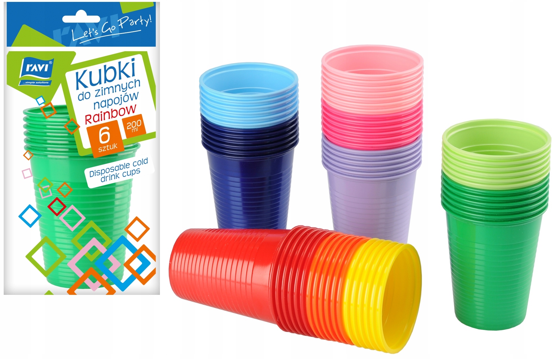 Kubki jednorazowe Ravi 200 ml 6 szt, różowe