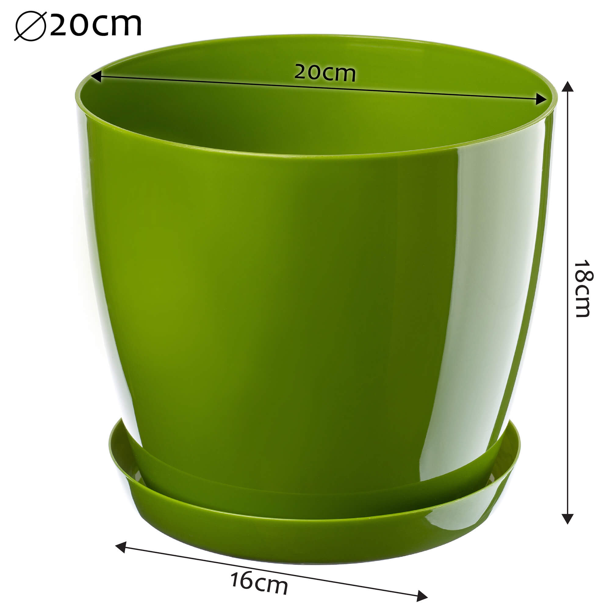 Doniczka Agen z podstawką 20 cm, zielona