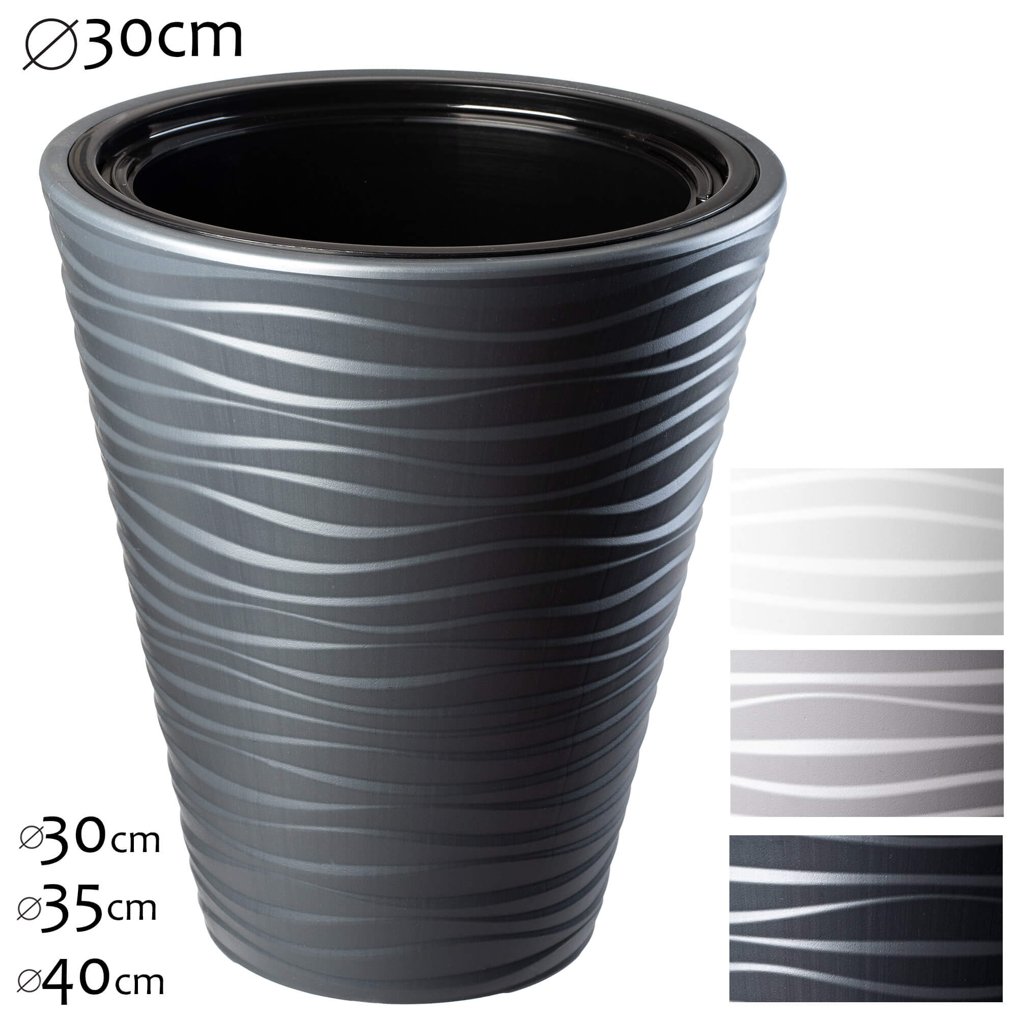 Doniczka okrągła Temara 30 cm, antracyt